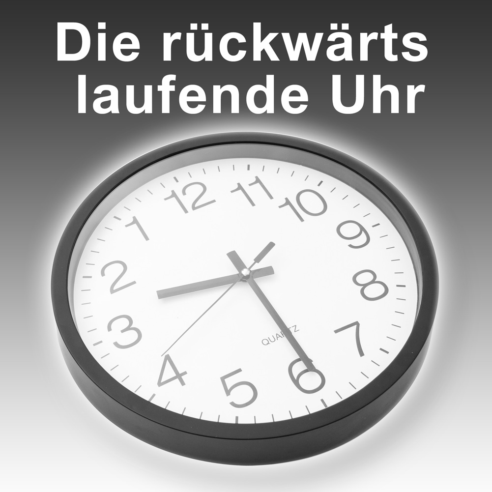 Rückwärts laufende Uhr rückwärtslaufende Wanduhr Rückwärtsuhr XXL 38cm eBay