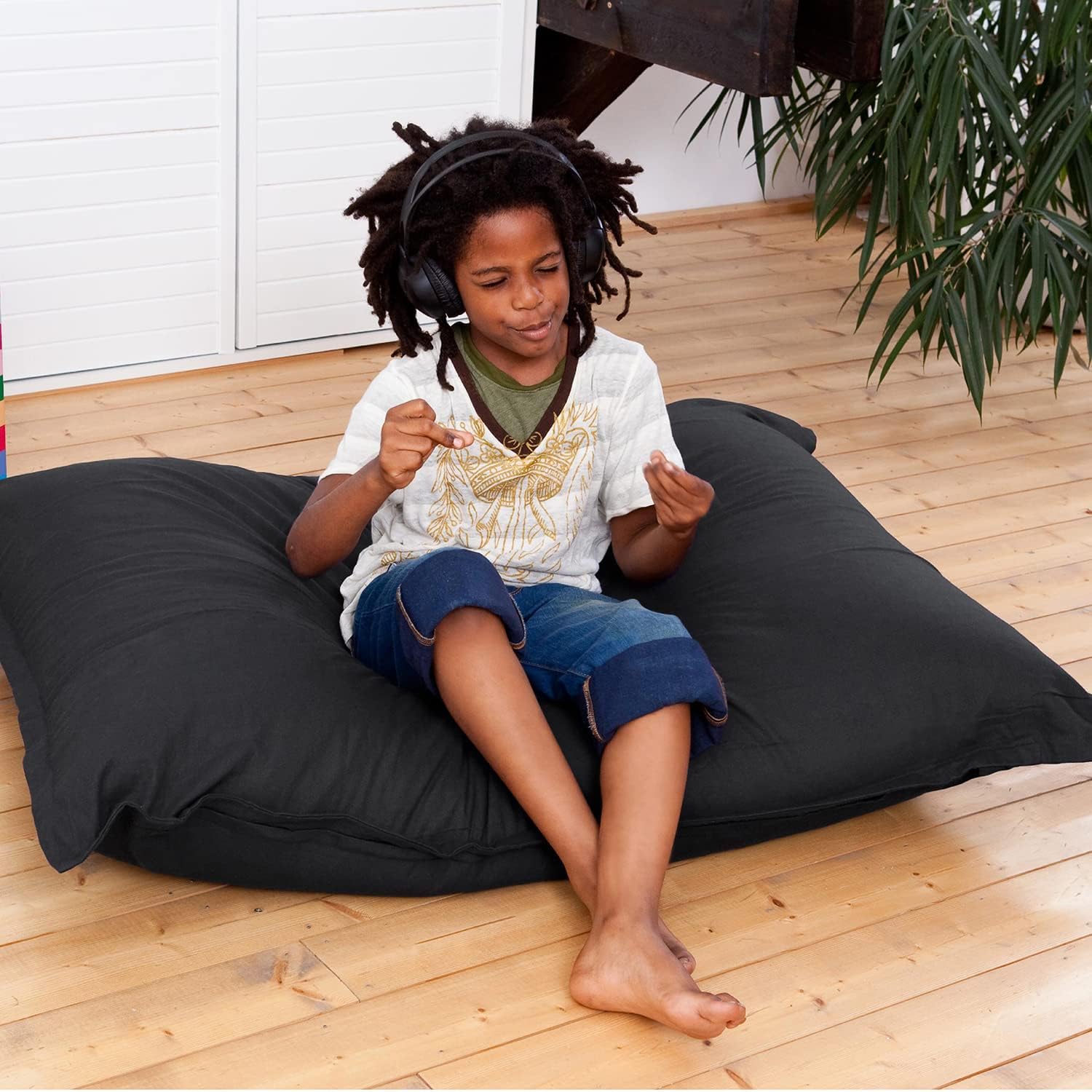 Smoothy Sitzsack Junior XL 250L - Robuster Kinder-Sitzsessel Schwarz