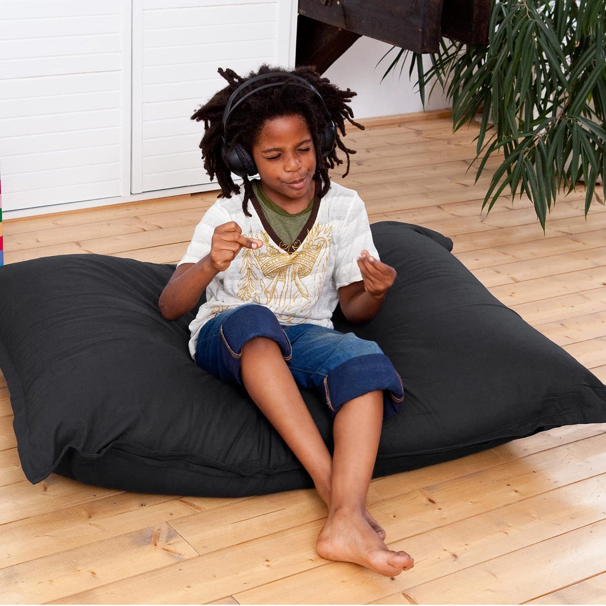 Smoothy Sitzsack Junior XL 250L - Robuster Kinder-Sitzsessel Schwarz