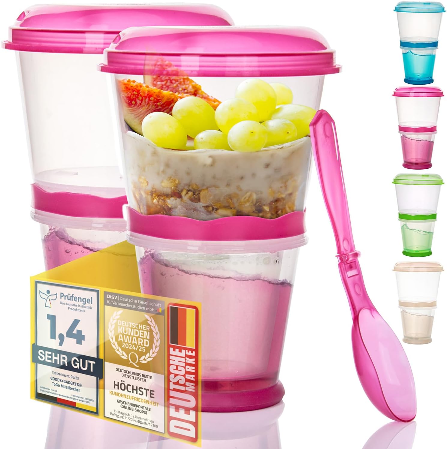 Müsli-to-Go Becher mit Löffel - Dein auslaufsicherer Snack-Begleiter