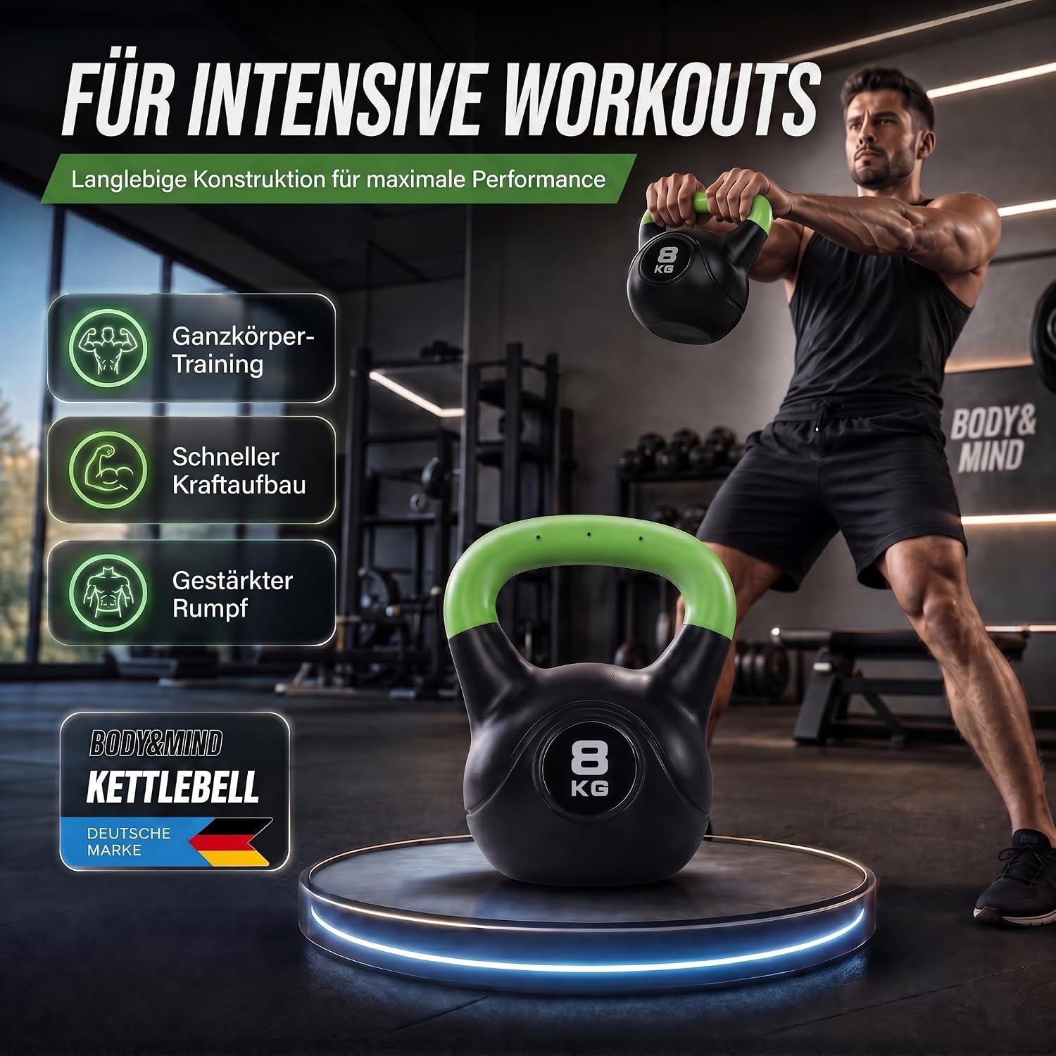 Kettlebell Kugelhantel Deluxe 2-20 kg – Bodenschonendes Krafttraining