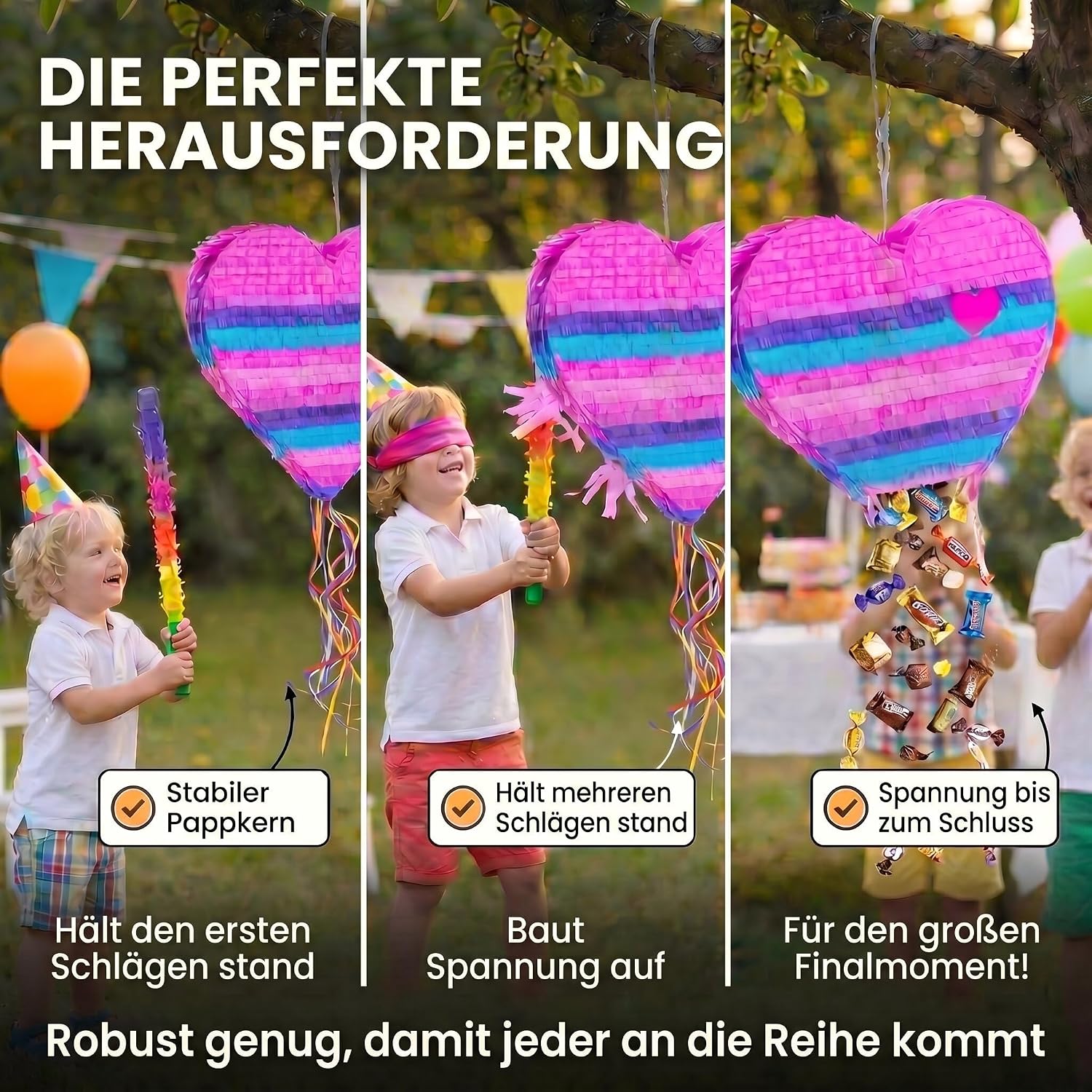 Herz-Pinata zum Befüllen - Party-Deko & Geburtstags-Highlight