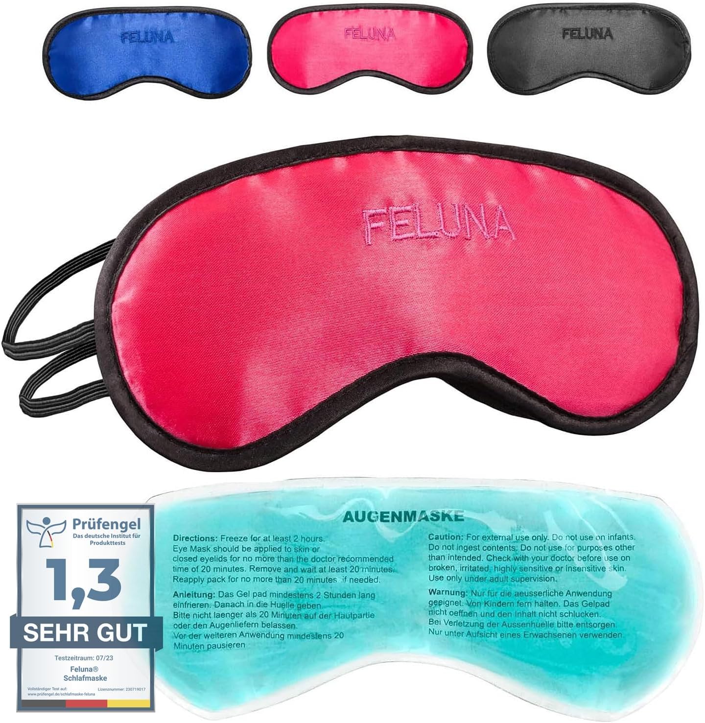 Feluna Schlafmaske mit Kühlpad – Premium Satin Augenmaske