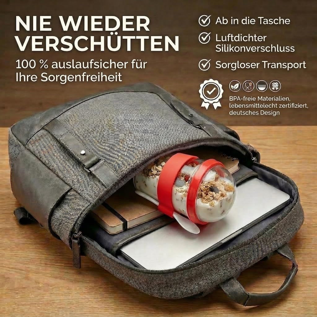 Joghurt- & Müsli-Becher für Unterwegs - 2-in-1 Müsli 2 go Becher Blau