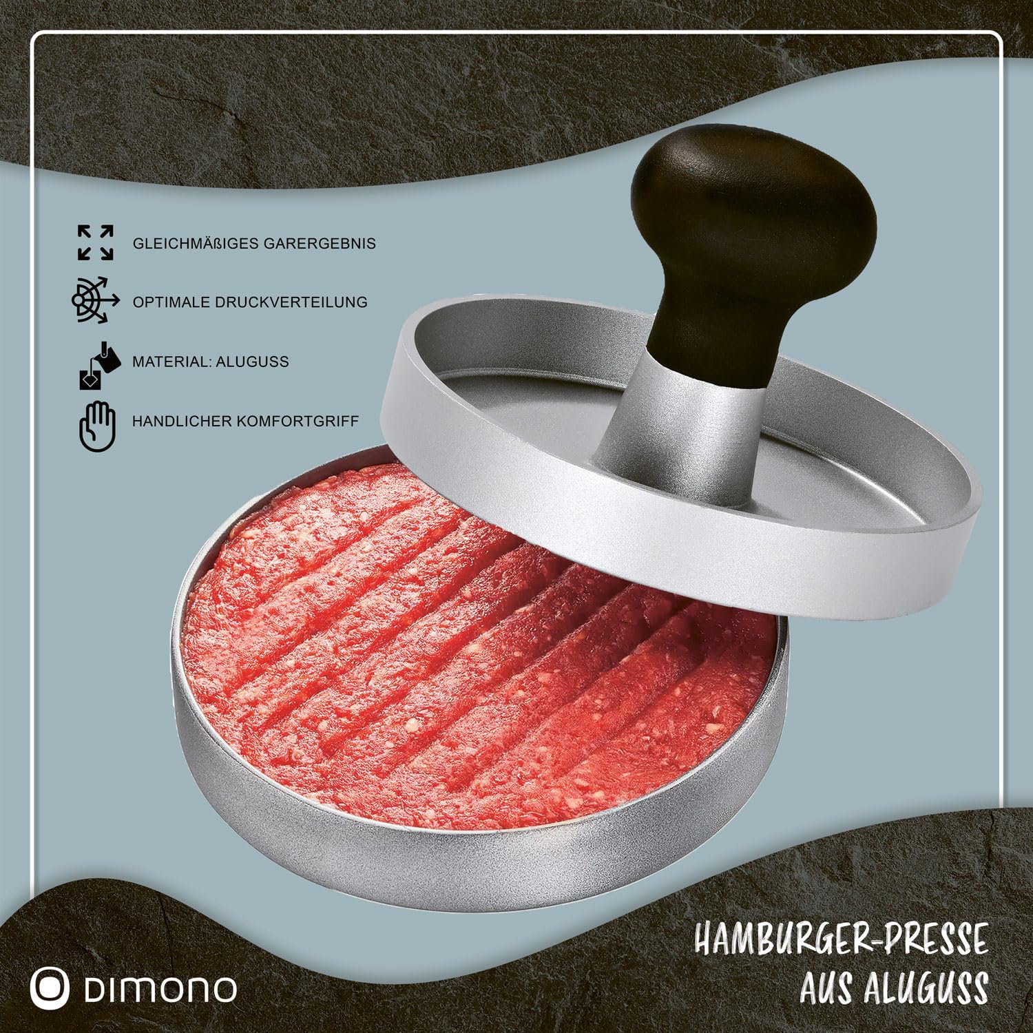 Profi Hamburgerpresse aus Aluguss – Burger-Former für perfekte Patties
