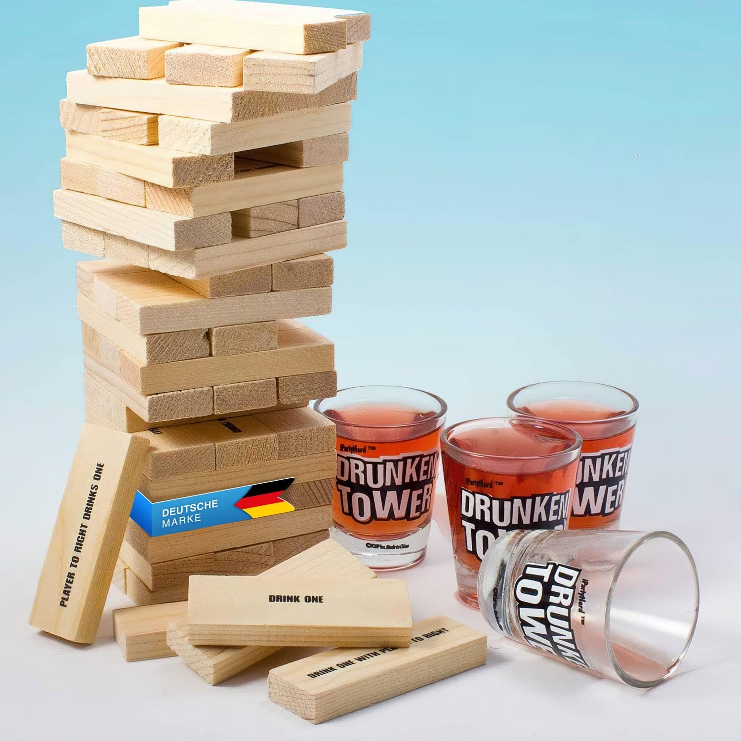 Drinking Tower Trinkspiel für Erwachsene - Wackelturm Party-Game