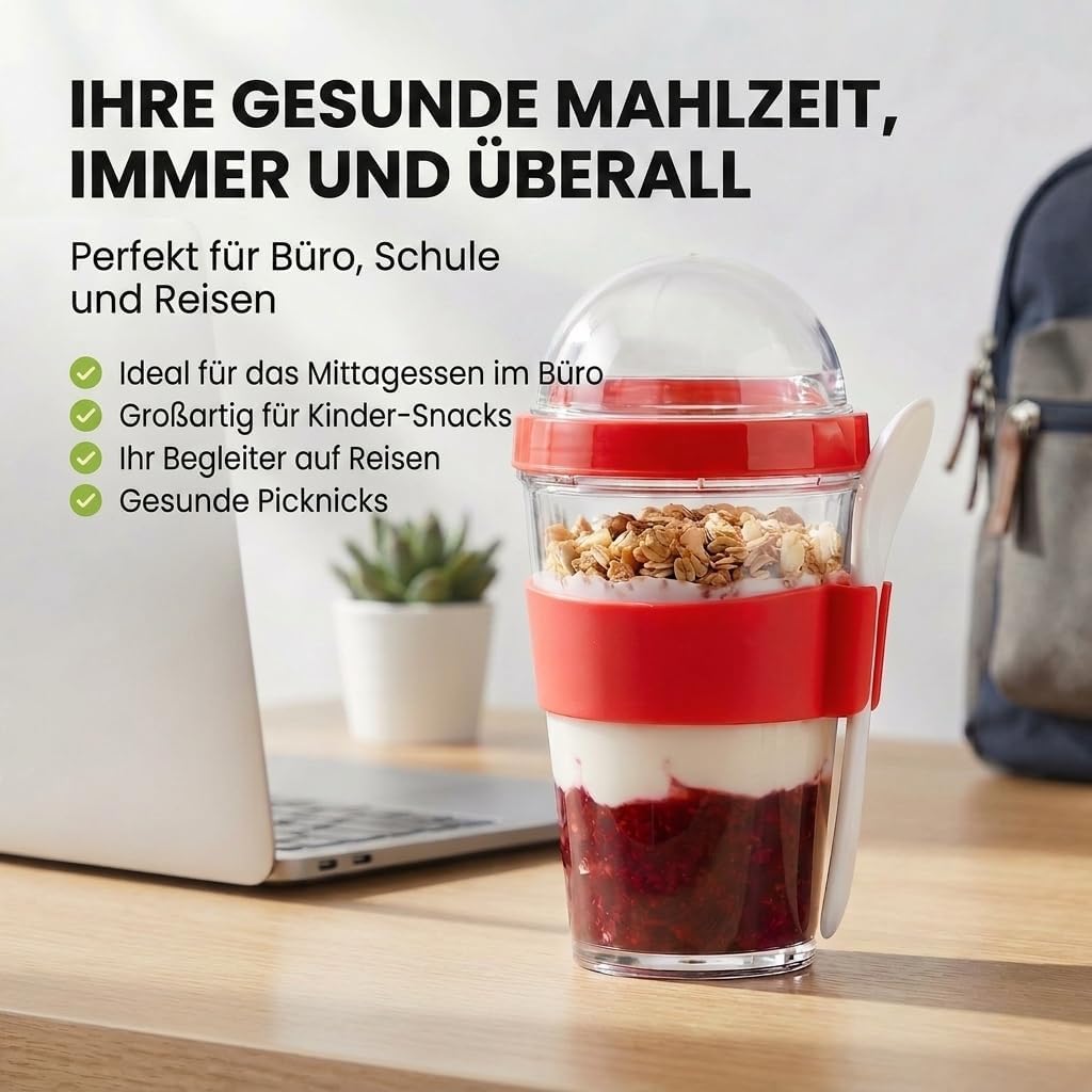 Joghurt- & Müsli-Becher für Unterwegs - 2-in-1 Müsli 2 go Becher Blau