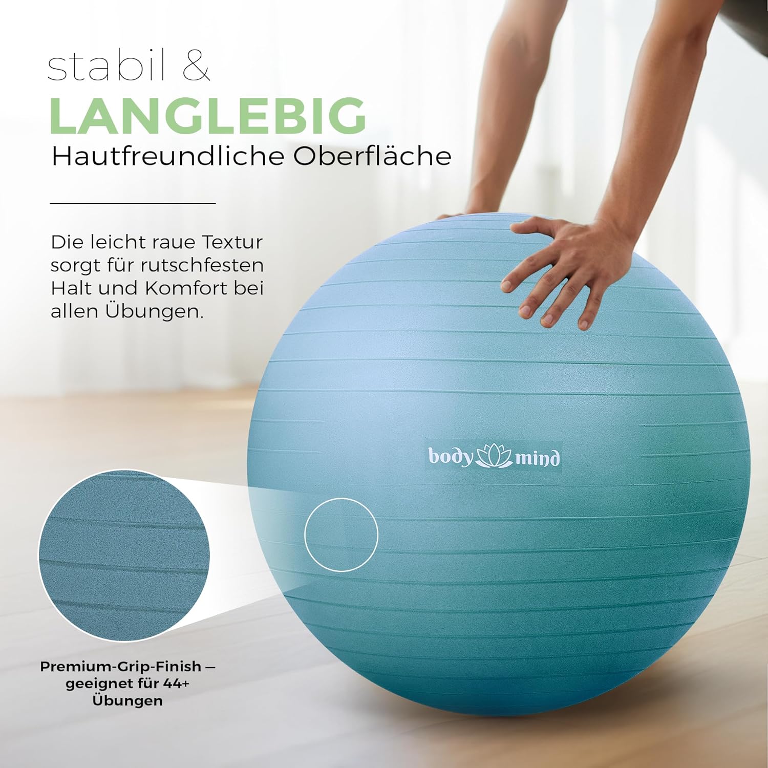 Body & Mind Gymnastikball mit Pumpe - Anti-Burst Pilates & Sitzball