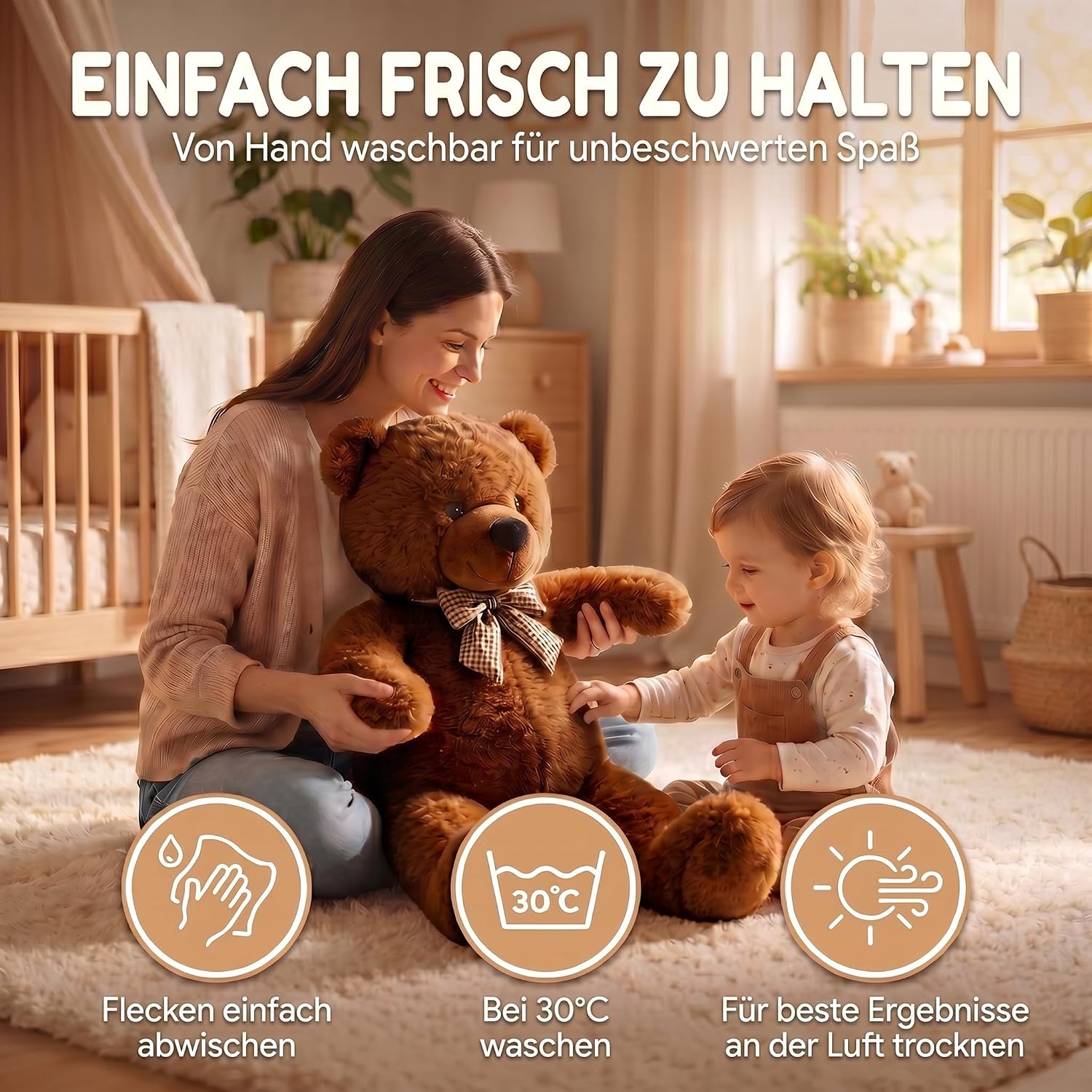 Riesen Teddybär 120 cm XXL – Kuscheliger Plüschbär Hellbraun