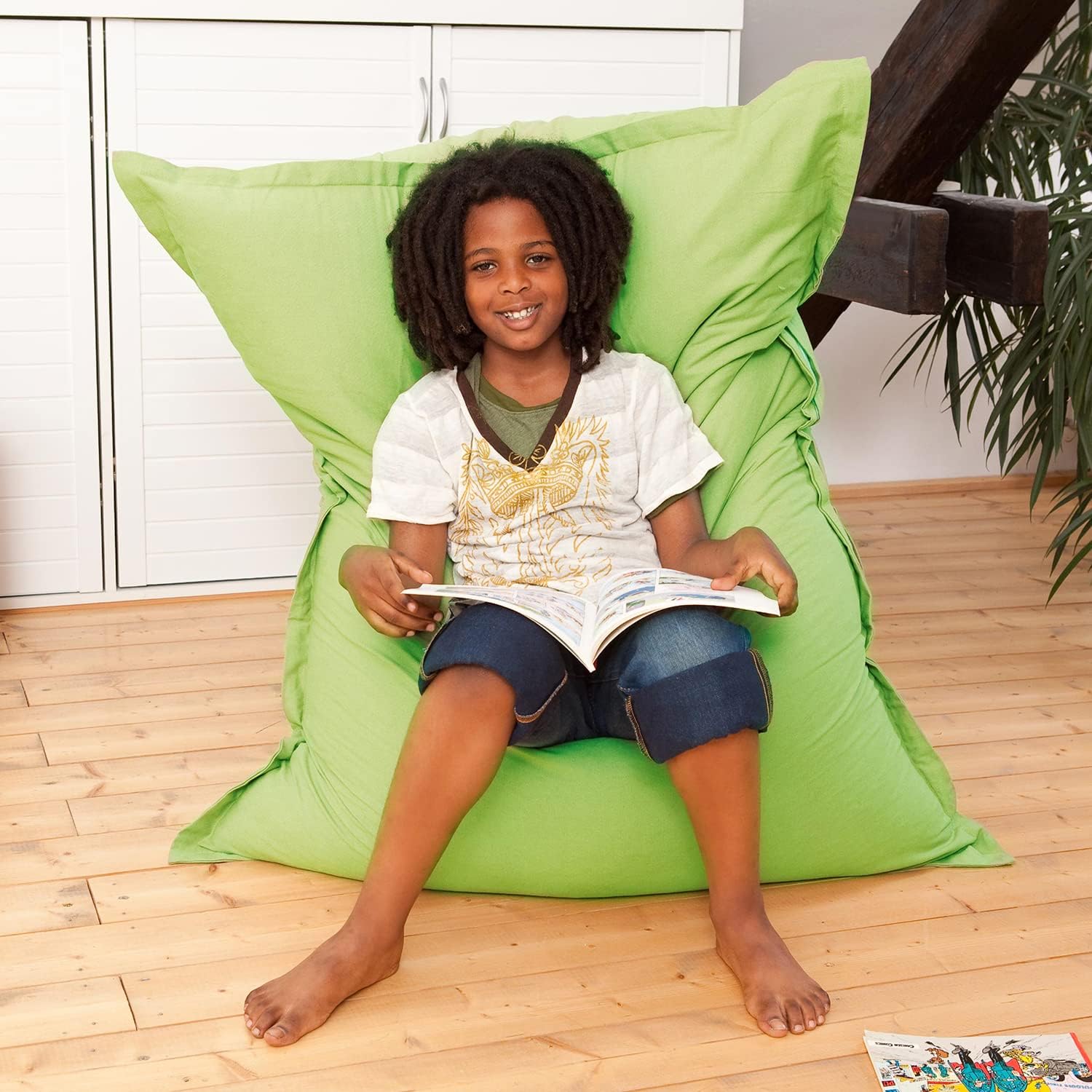 Smoothy Sitzsack Cotton Jr. Grün - Bequemer Kindersitzsack