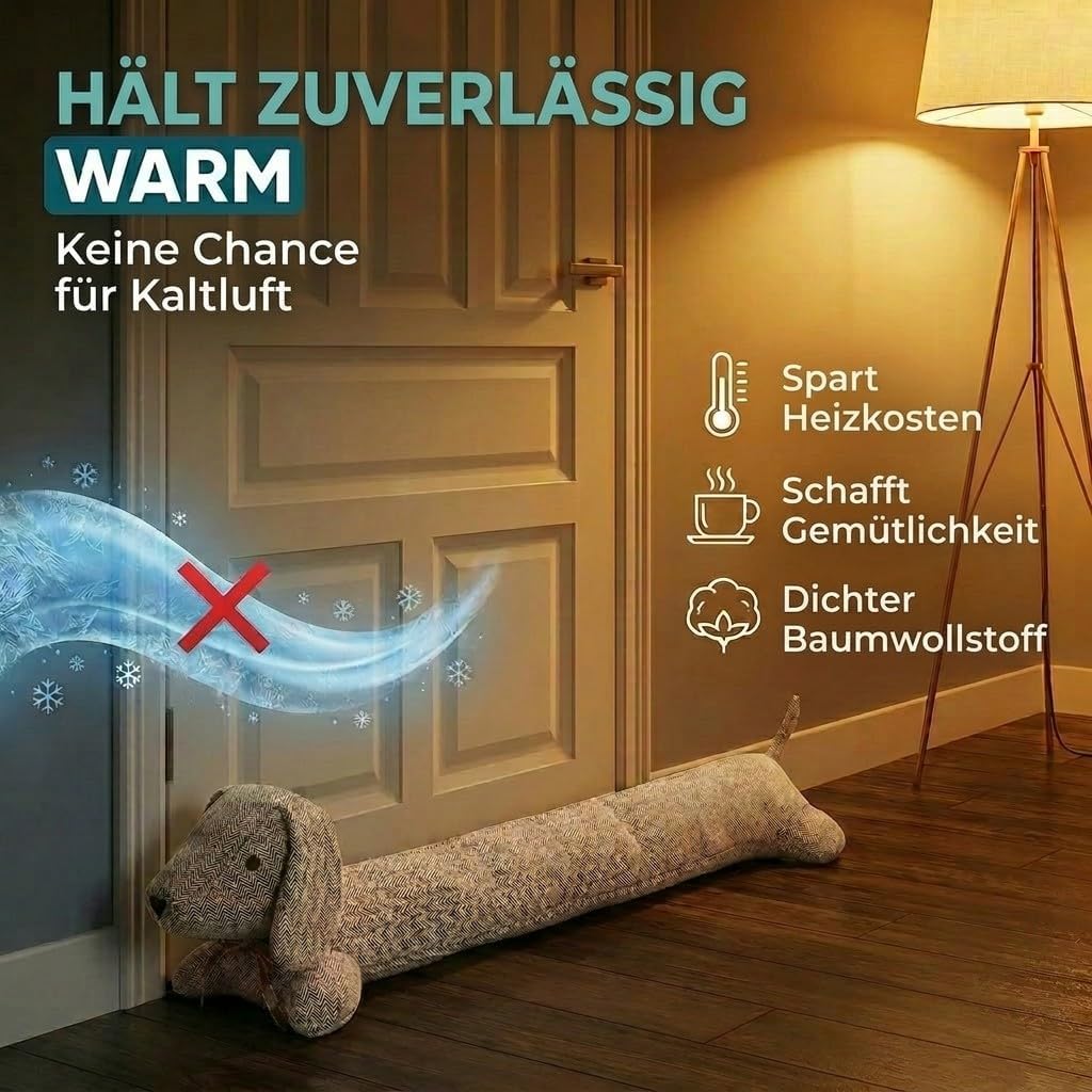 Dackel Zugluftstopper XXL – 93 cm langer, schwerer Türstopper