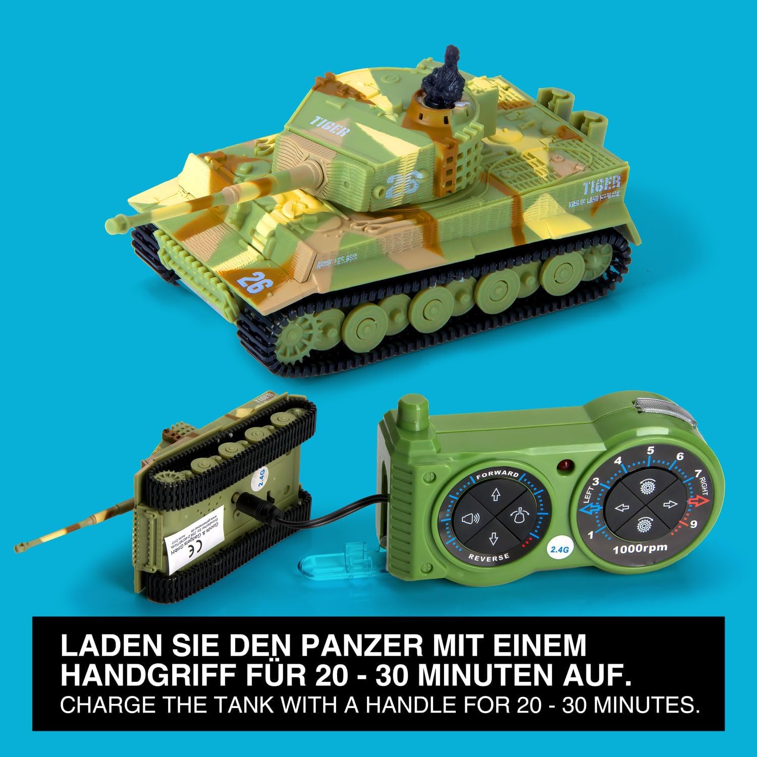 RC Mini-Panzer Tiger I - Ferngesteuertes Modell mit Schussfunktion