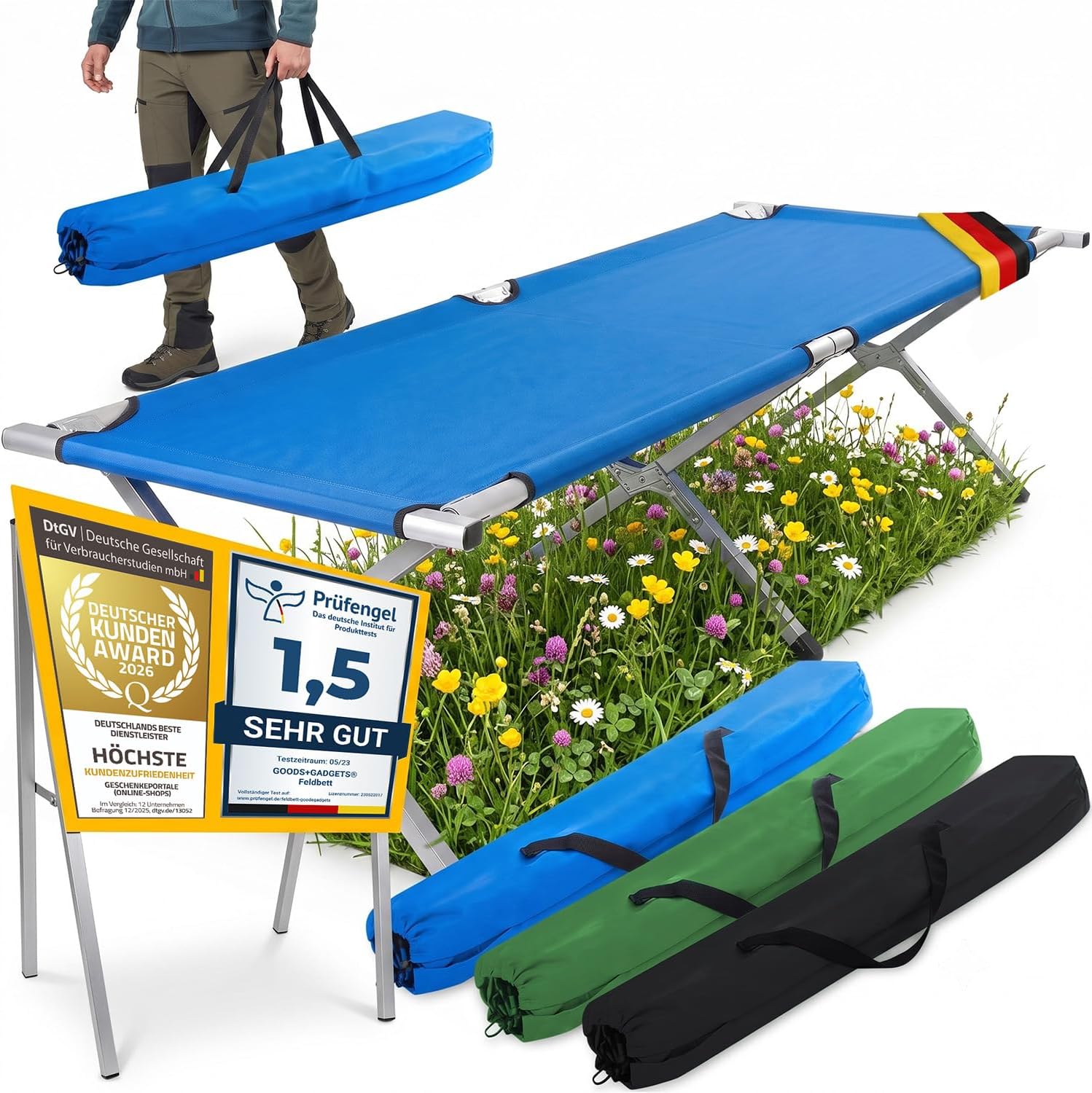 Faltbares Army Feldbett aus Aluminium - Stabiles Campingbett