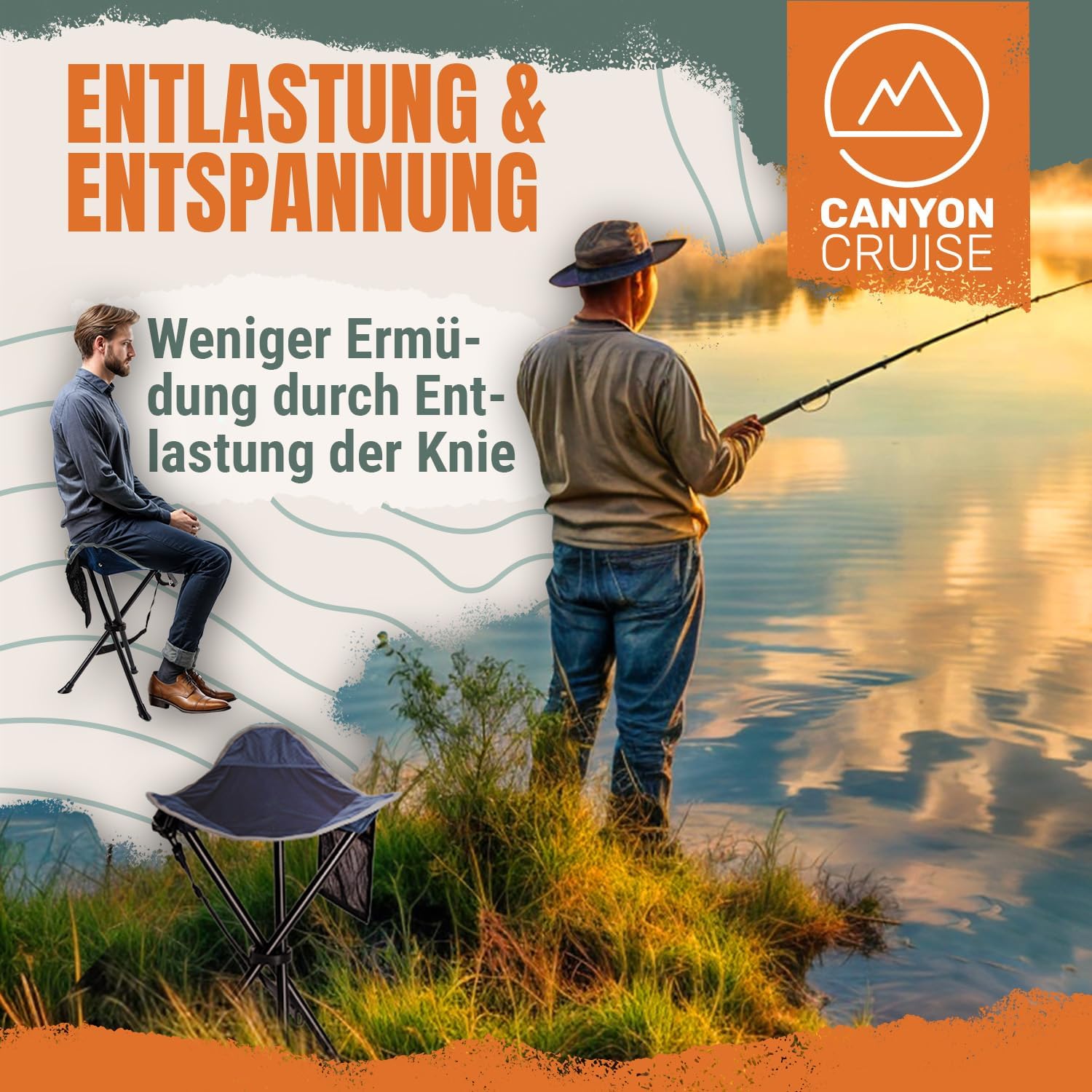 Camping-Hocker – Klappbarer Dreibeinhocker für Festivals & Outdoor