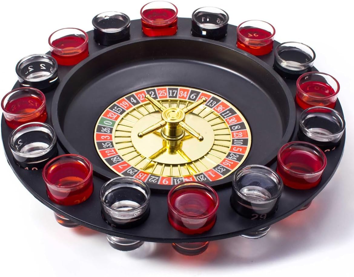 Trinkspiel Roulette für Erwachsene - 16 Shotgläser & Casino Spielspaß