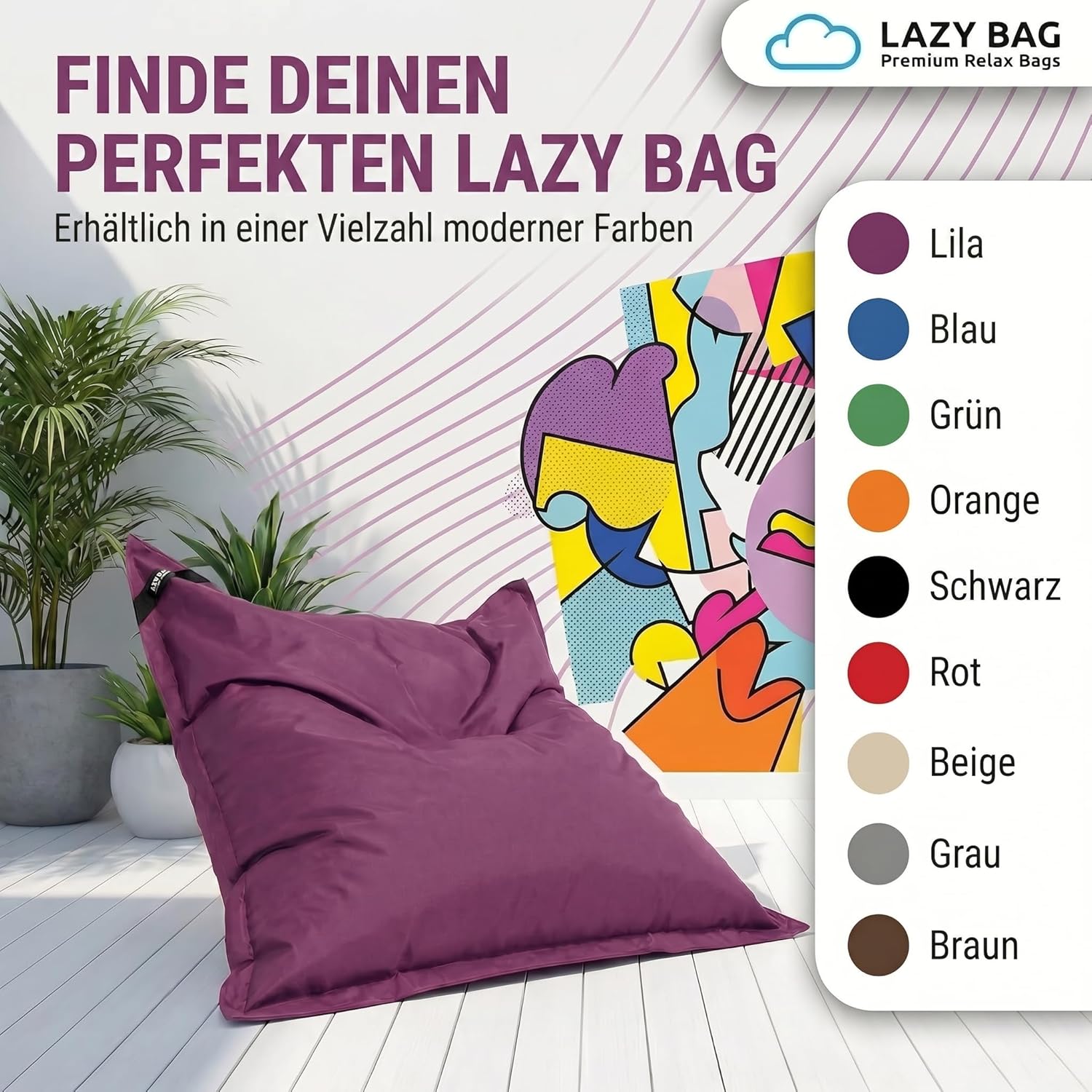 LazyBag Outdoor Sitzsack Junior – Wasserfestes Sitzkissen für Kinder