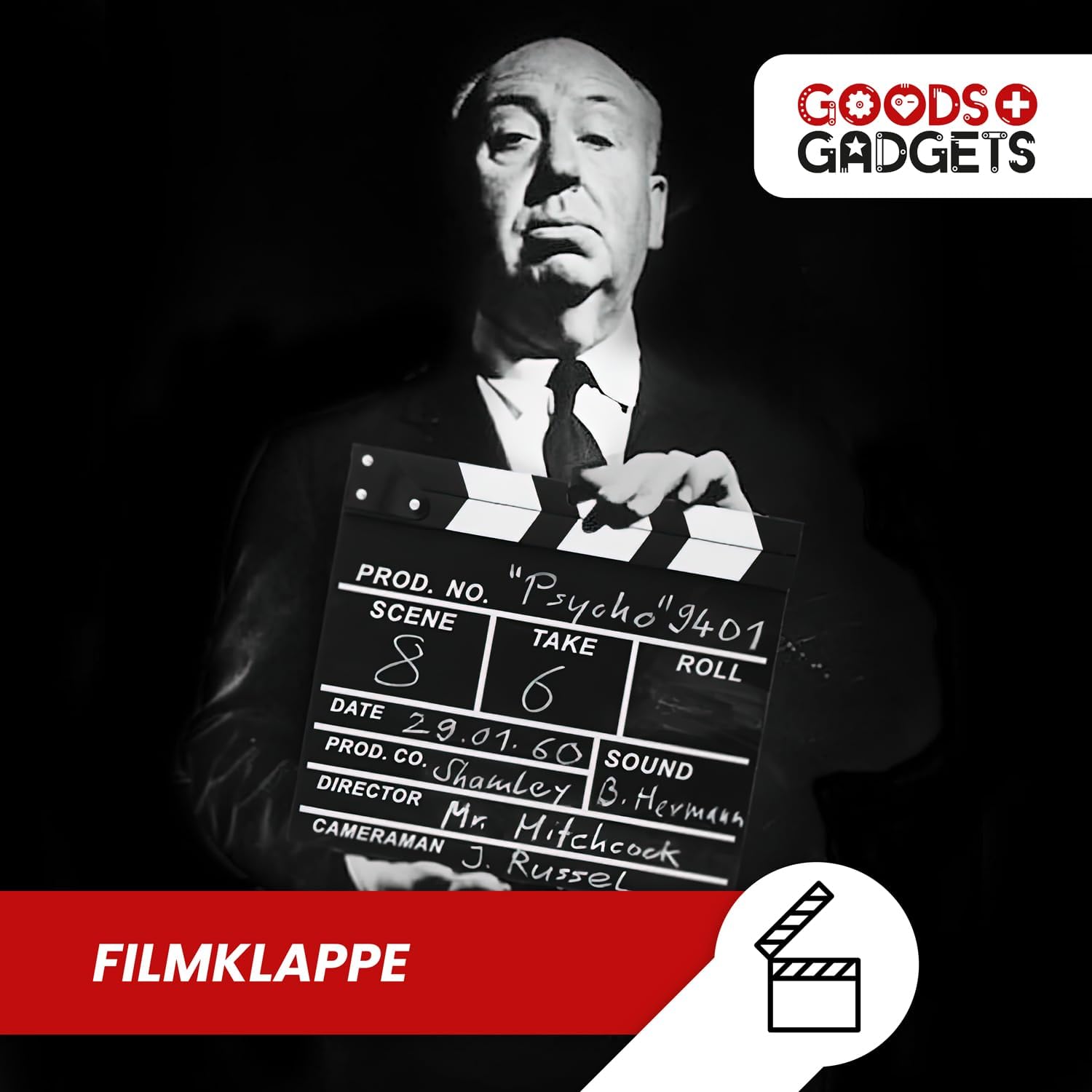 Filmklappe aus Holz - Regieklappe für Filmfans - 30x27 cm