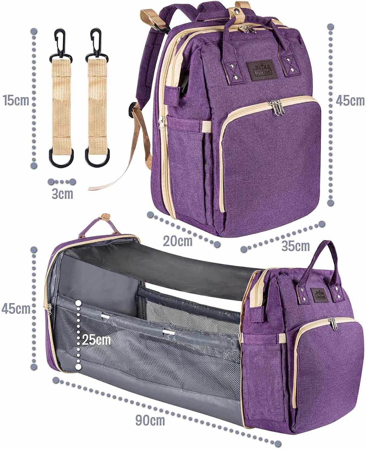 all Kids United® 2in1 Wickelrucksack & Reisebett – Premium Qualität