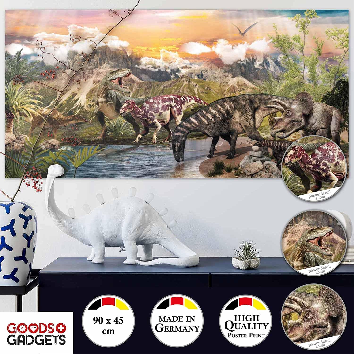 XXL Dinosaurier Poster 90x45cm - Premium Dino Wandbild für Kinder