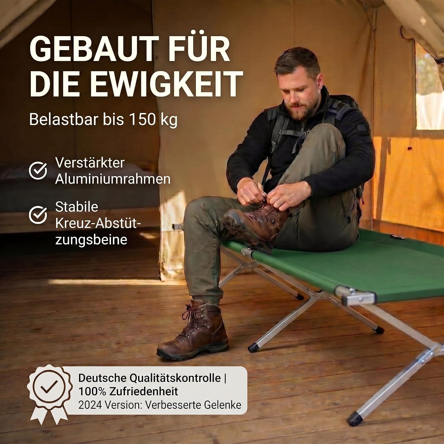 Faltbares Army Feldbett aus Aluminium - Stabiles Campingbett