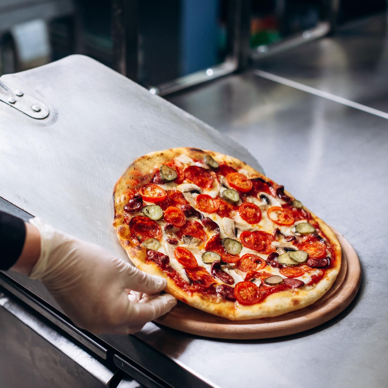 Klappbare Pizzaschaufel mit Holzgriff & Aluminium-Schaufel