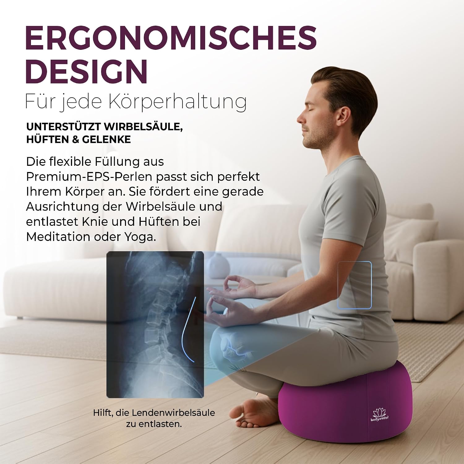 Yoga Meditationskissen - Ergonomisches Bodenkissen zur Entspannung