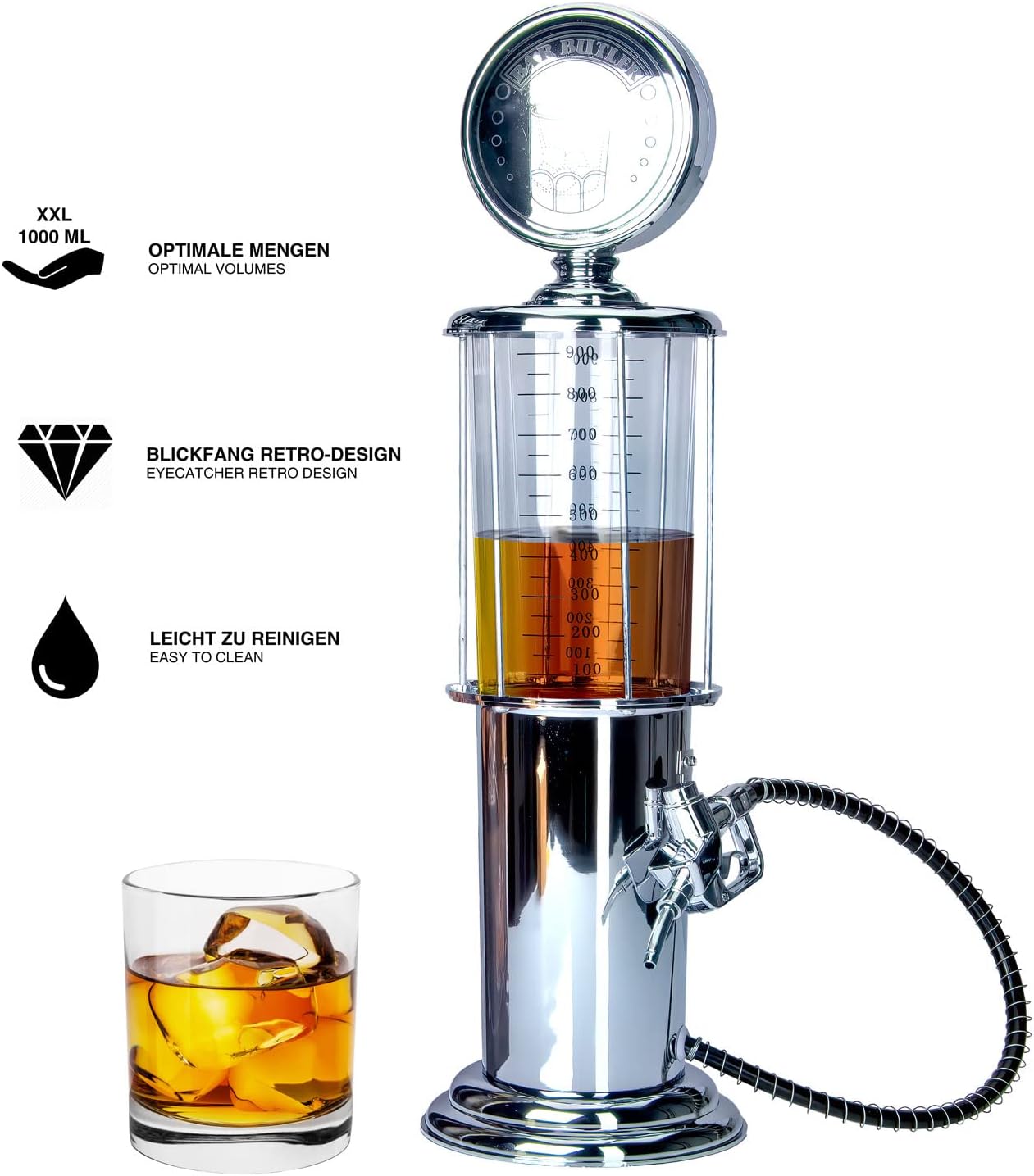 Retro Getränkespender – 1 Liter US-Zapfsäule Bar-Butler