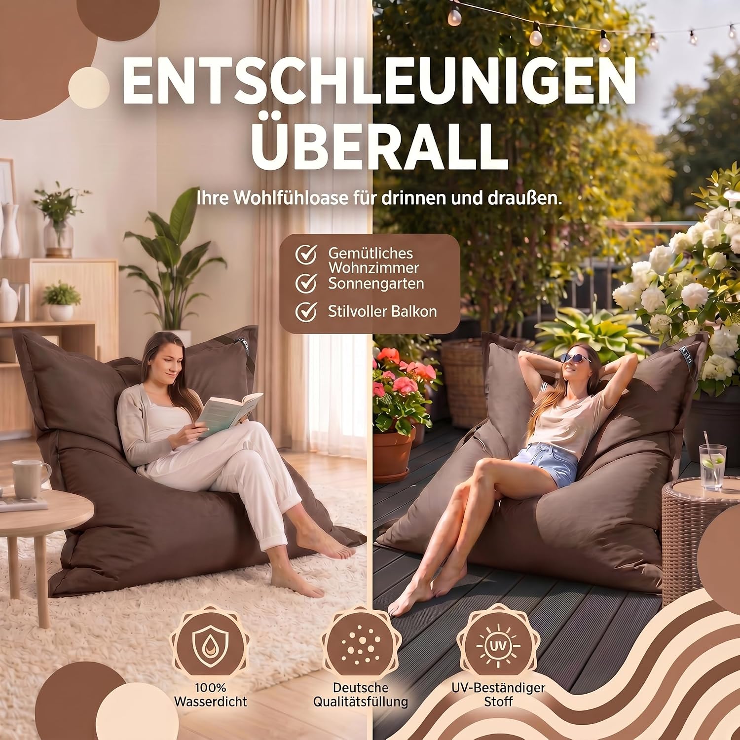 LazyBag XXL Sitzsack - Wasserfestes Outdoor Sitzkissen 180x140 cm