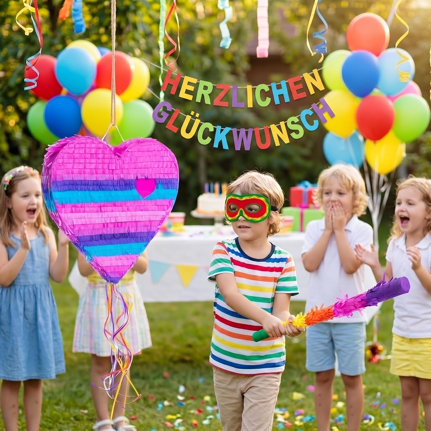 Herz-Pinata zum Befüllen - Party-Deko & Geburtstags-Highlight
