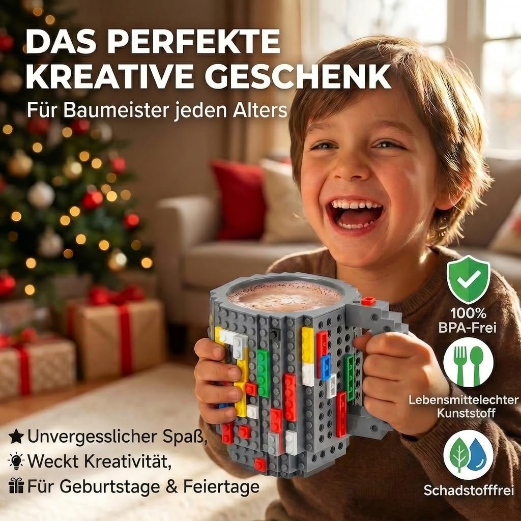 Brick Mug - Bausteine-Kaffeetasse 350ml - Kompatibler DIY Becher