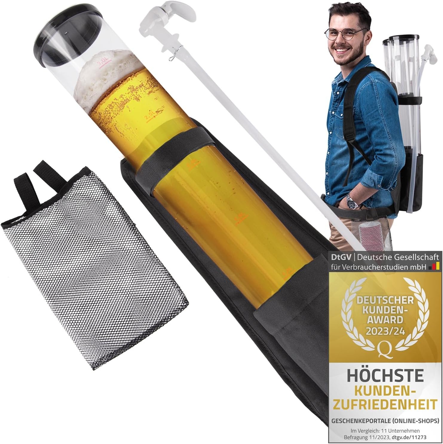 Bier-Rucksack mit Zapfsystem - 3 Liter Getränke-Rucksack für Partys