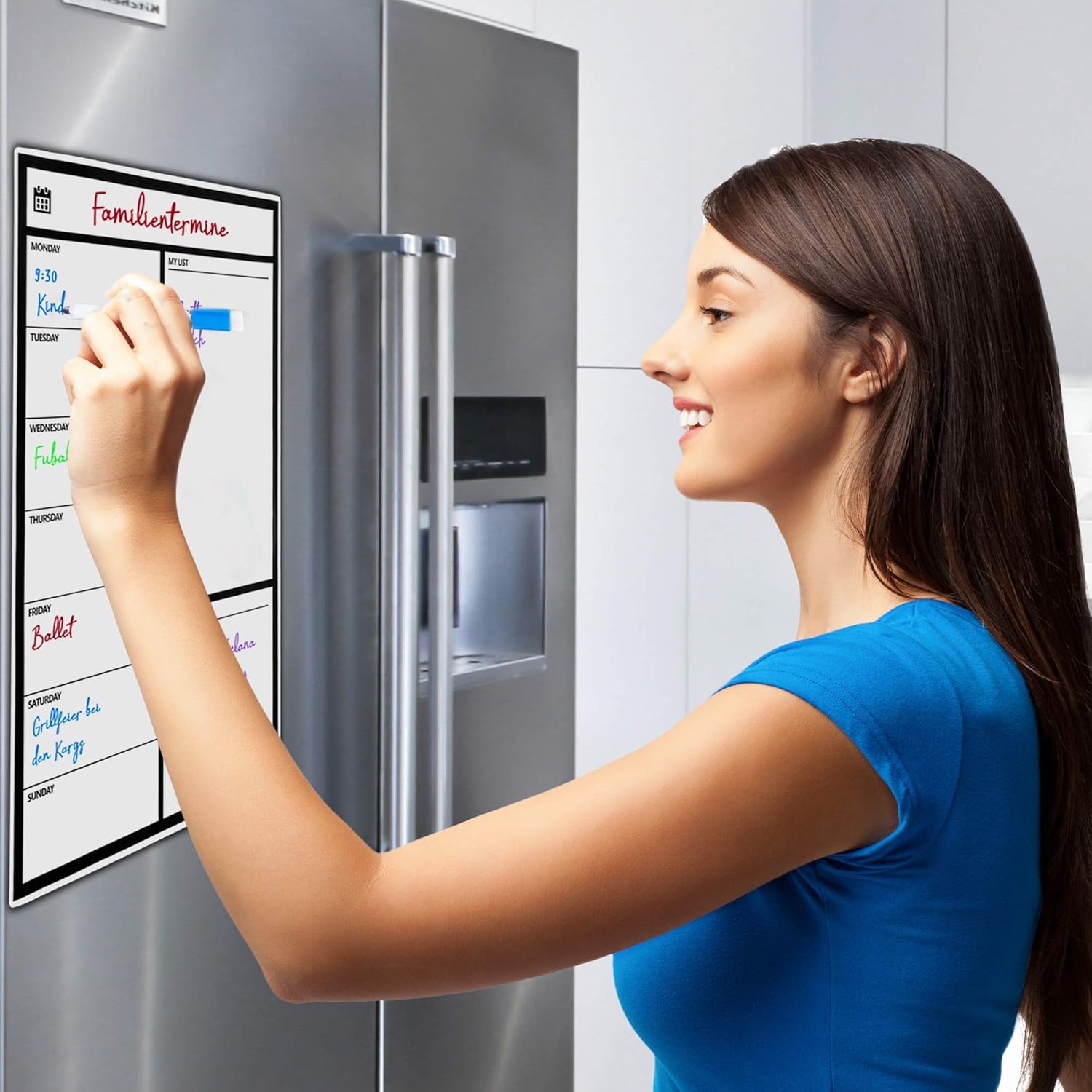 Magnetischer Wochenplaner für Kühlschrank - Whiteboard mit 4 Stiften
