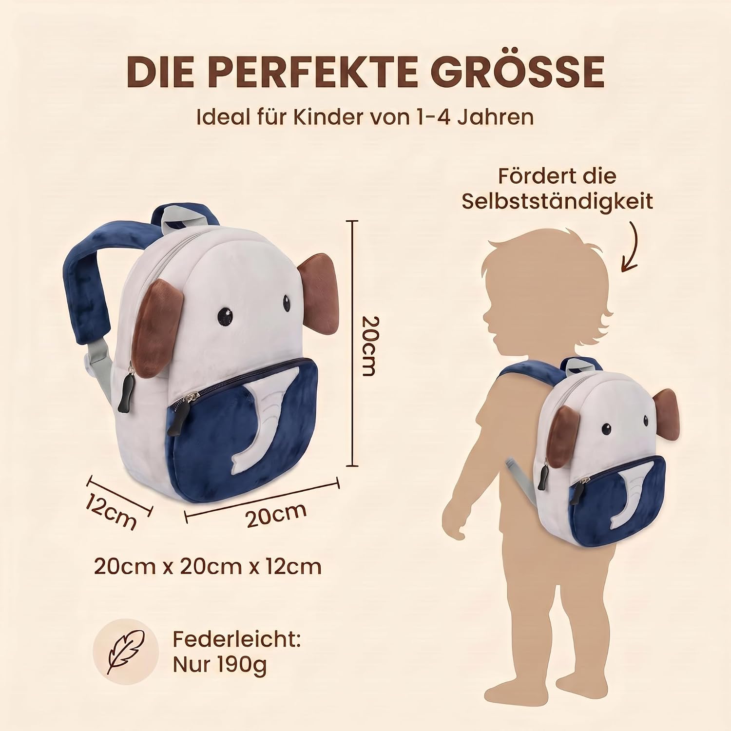 Tier-Kinderrucksack mit Sicherheitsleine für Kleinkinder