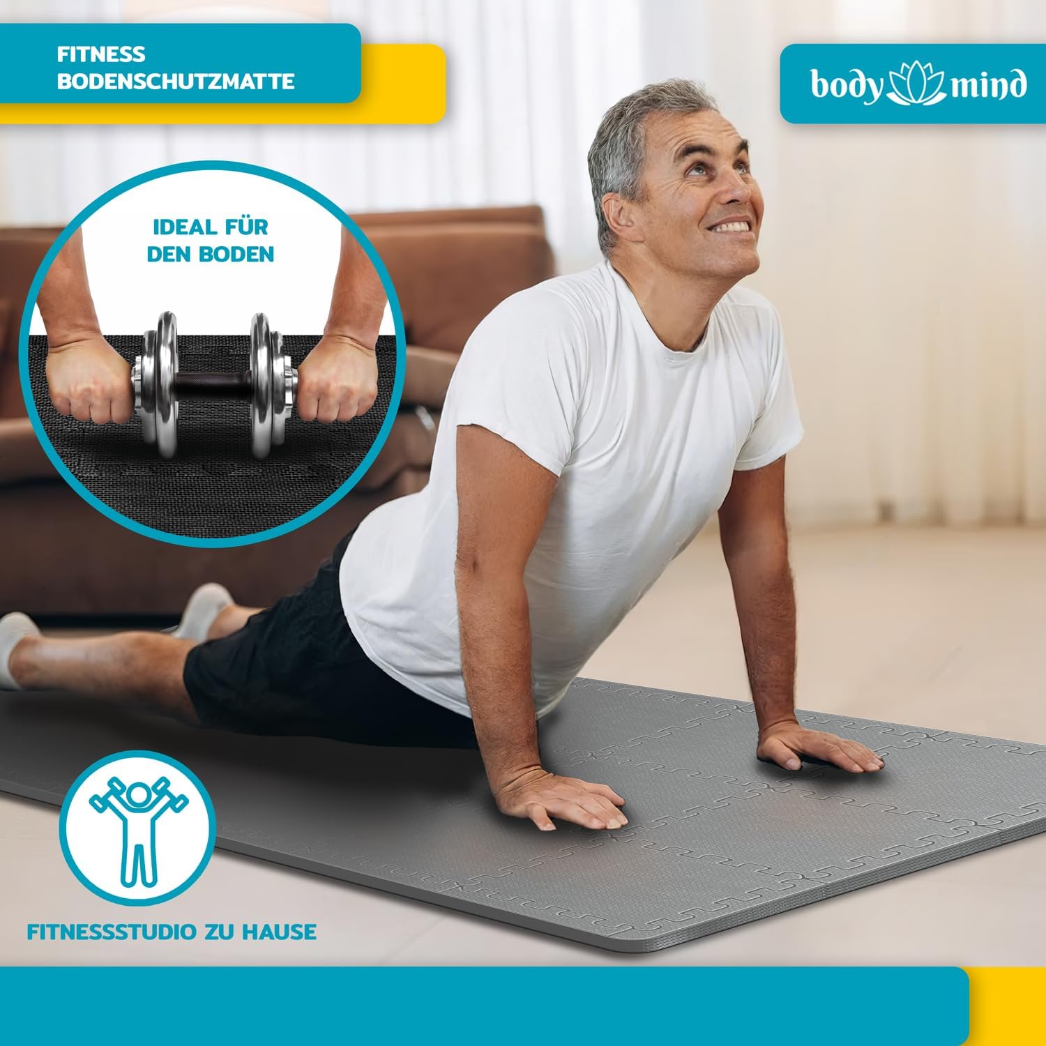Bodenschutzmatten Set 54-teilig - Fitness Unterlegmatten EVA