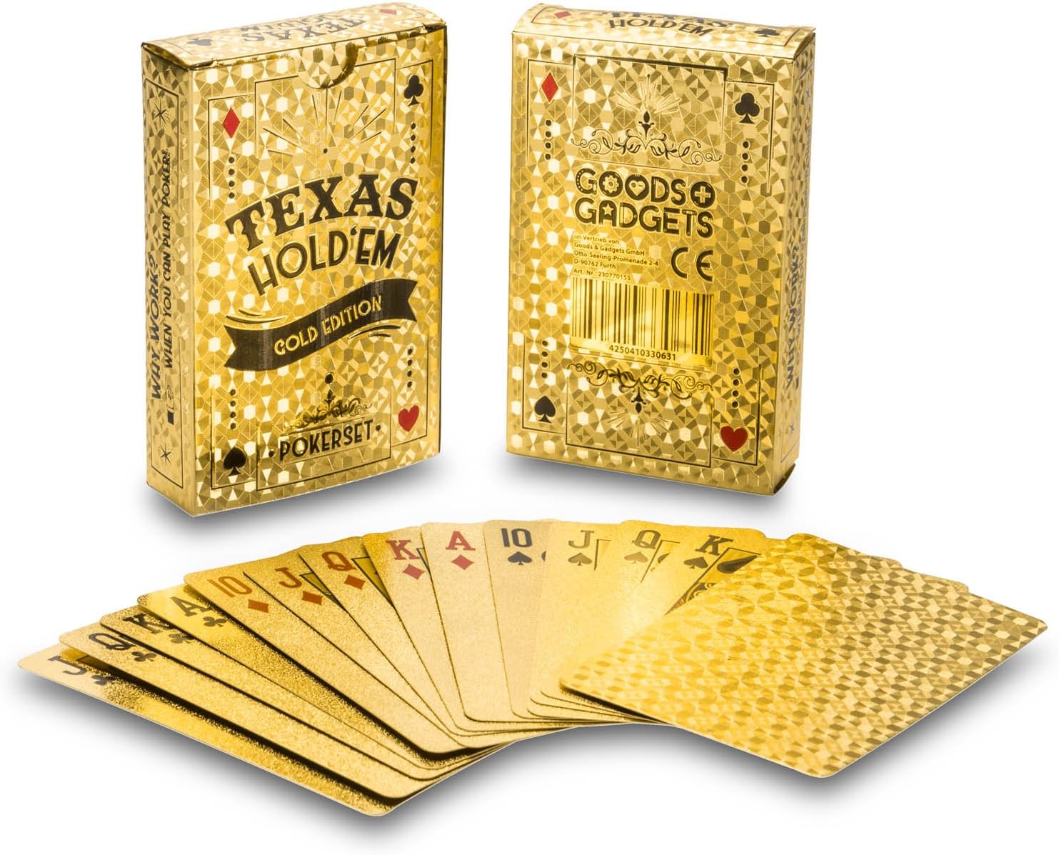 Goldene Pokerkarten - 100% Wasserdichte Luxus Spielkarten Gold