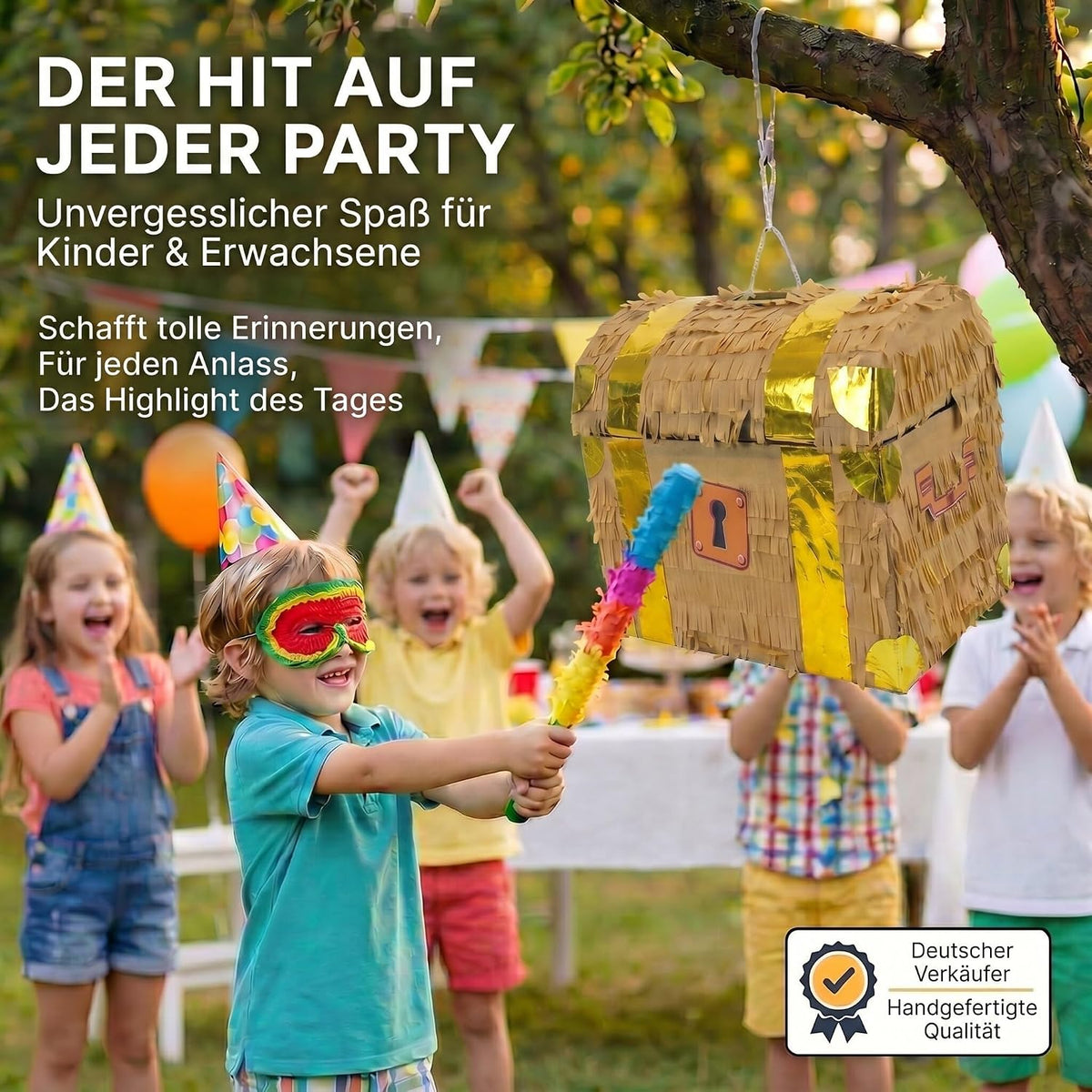 Schatzkiste Pinata - Stabile Schatztruhe Partydeko