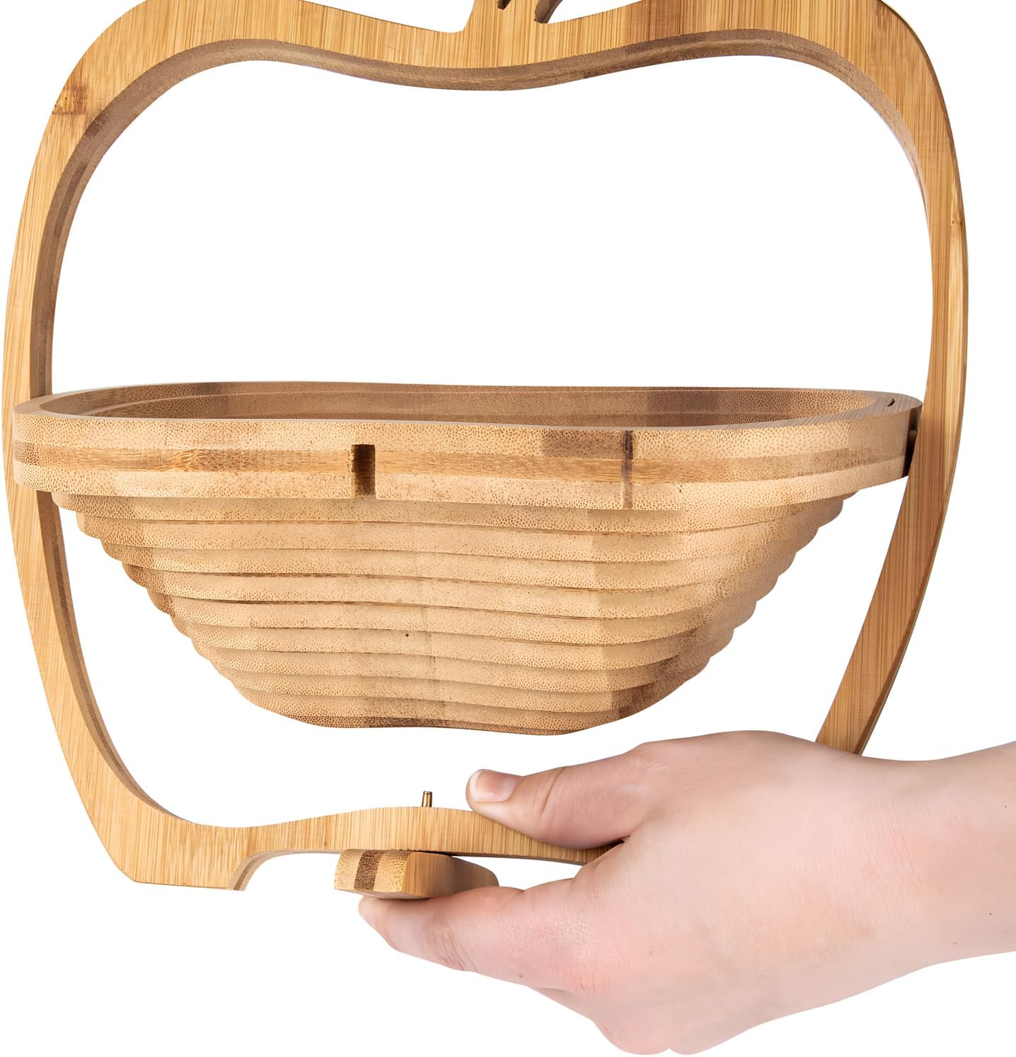 Faltbarer Bambus-Obstkorb im Apfel-Design 3-in-1