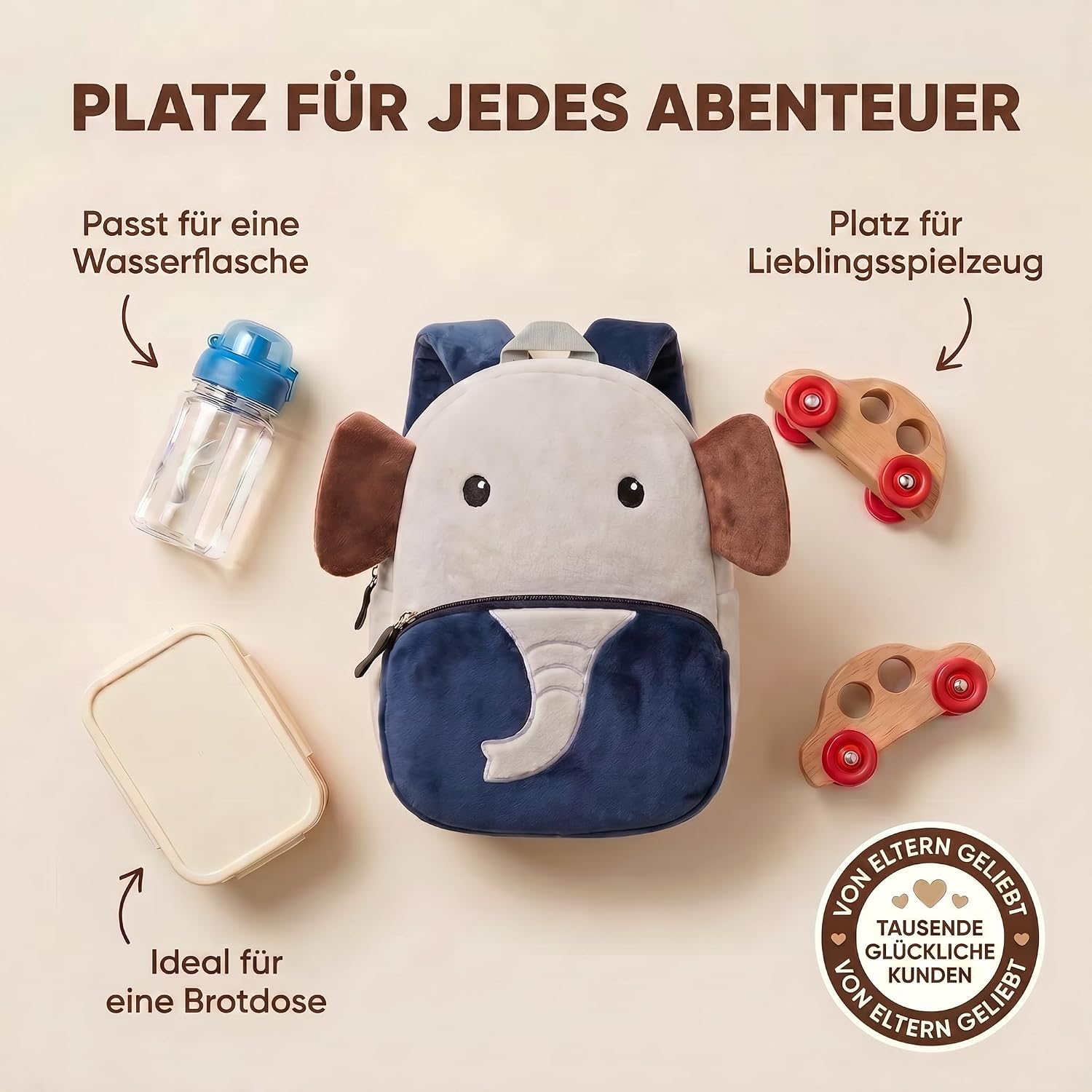 Tier-Kinderrucksack mit Sicherheitsleine für Kleinkinder
