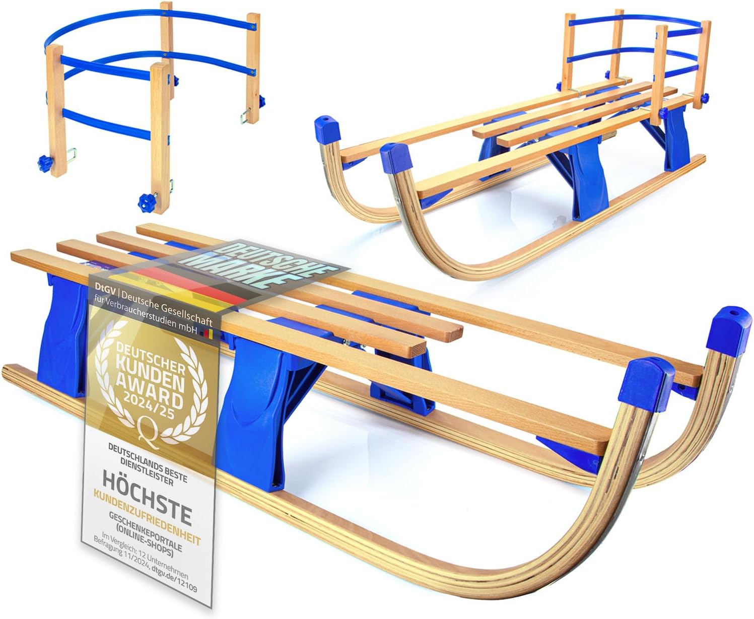 Klappbarer Holzschlitten 110 cm - Robuster Davoser Rodel