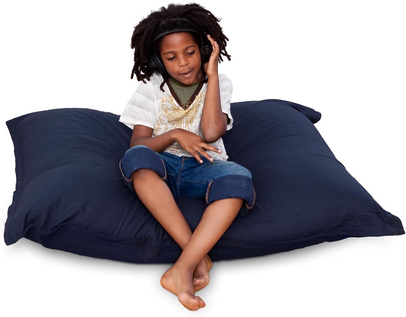 Smoothy Sitzsack für Kinder - XXL Sitzkissen Blau 140x110cm
