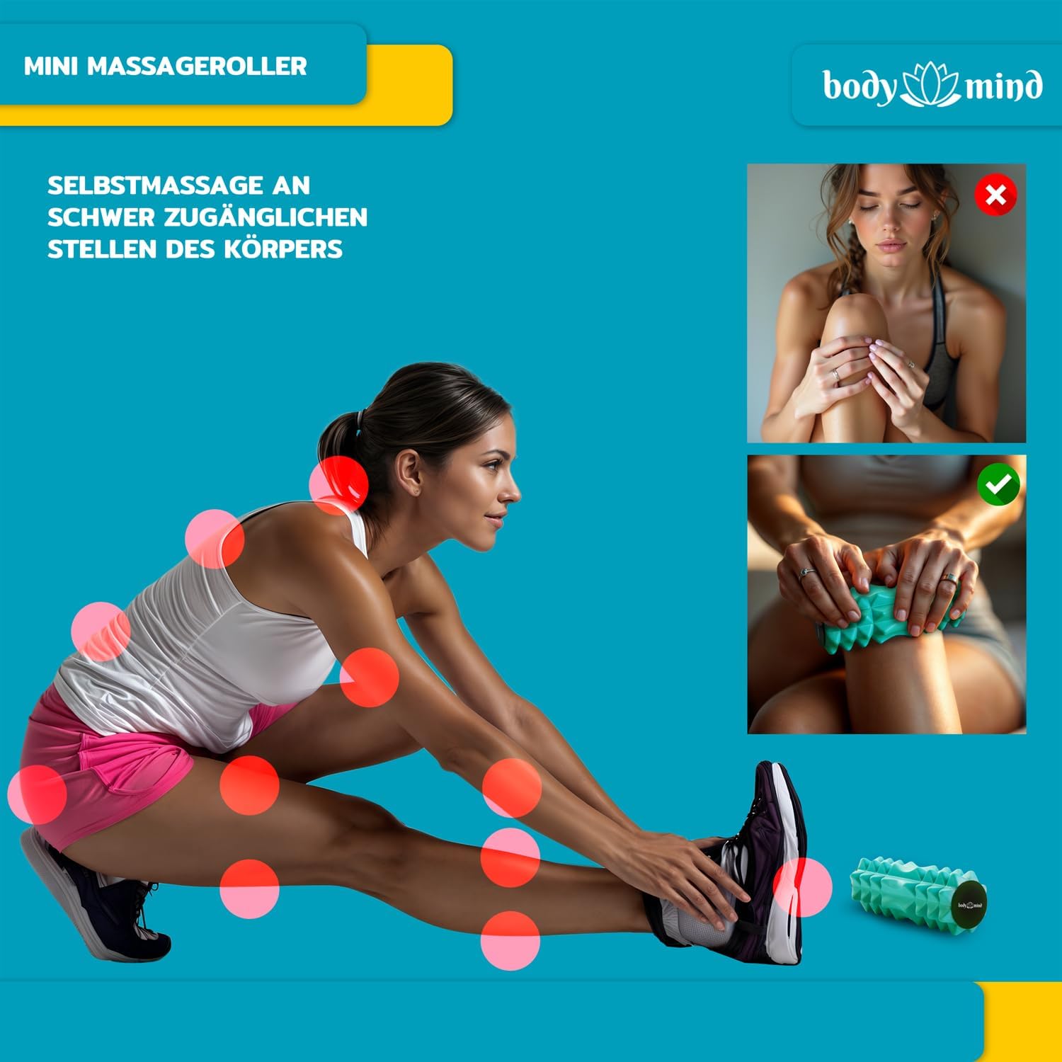 Body & Mind Mini-Faszienrolle für gezielte Muskelentspannung 15 cm