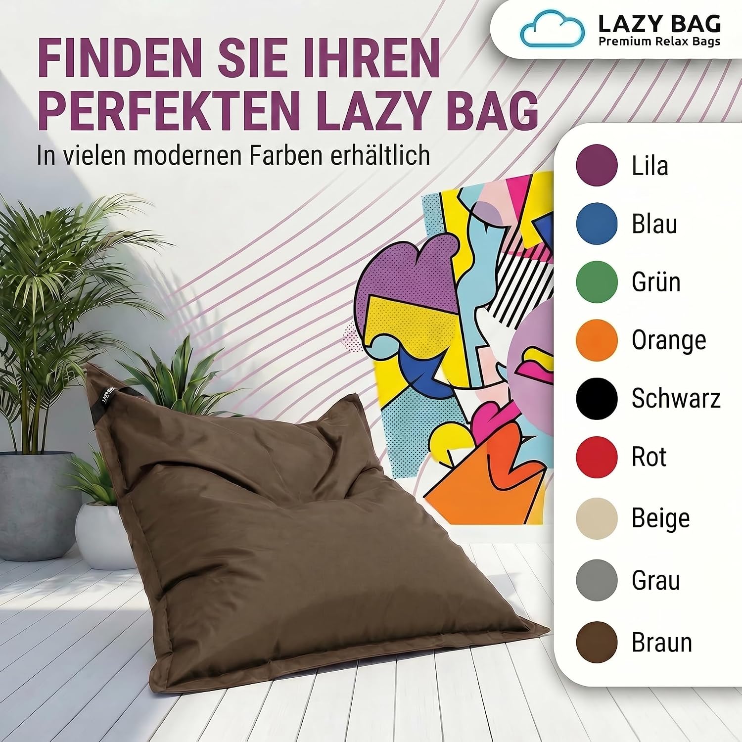LazyBag Outdoor Sitzsack Junior – Wasserfestes Sitzkissen für Kinder