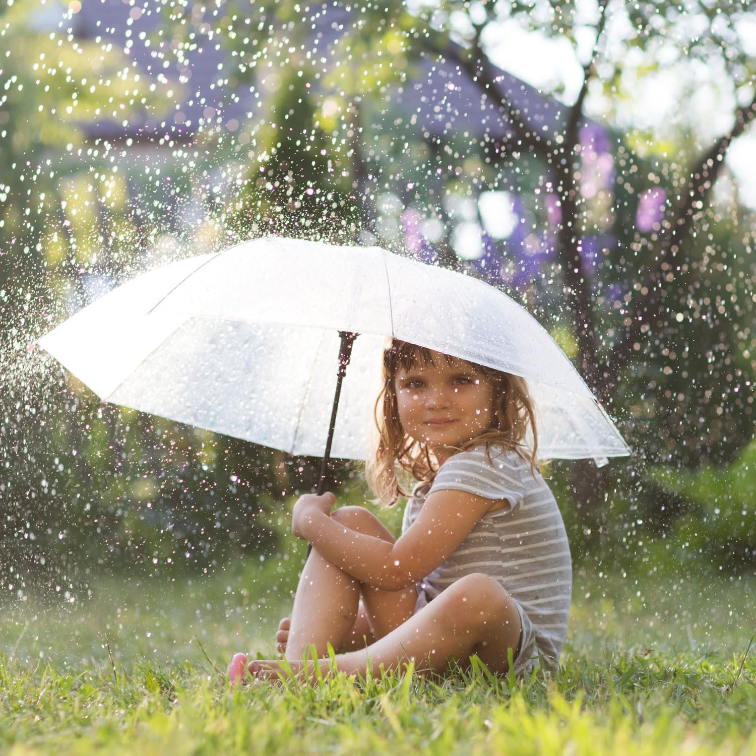 Transparenter Regenschirm 100cm - Durchsichtiger Stockschirm Elegant