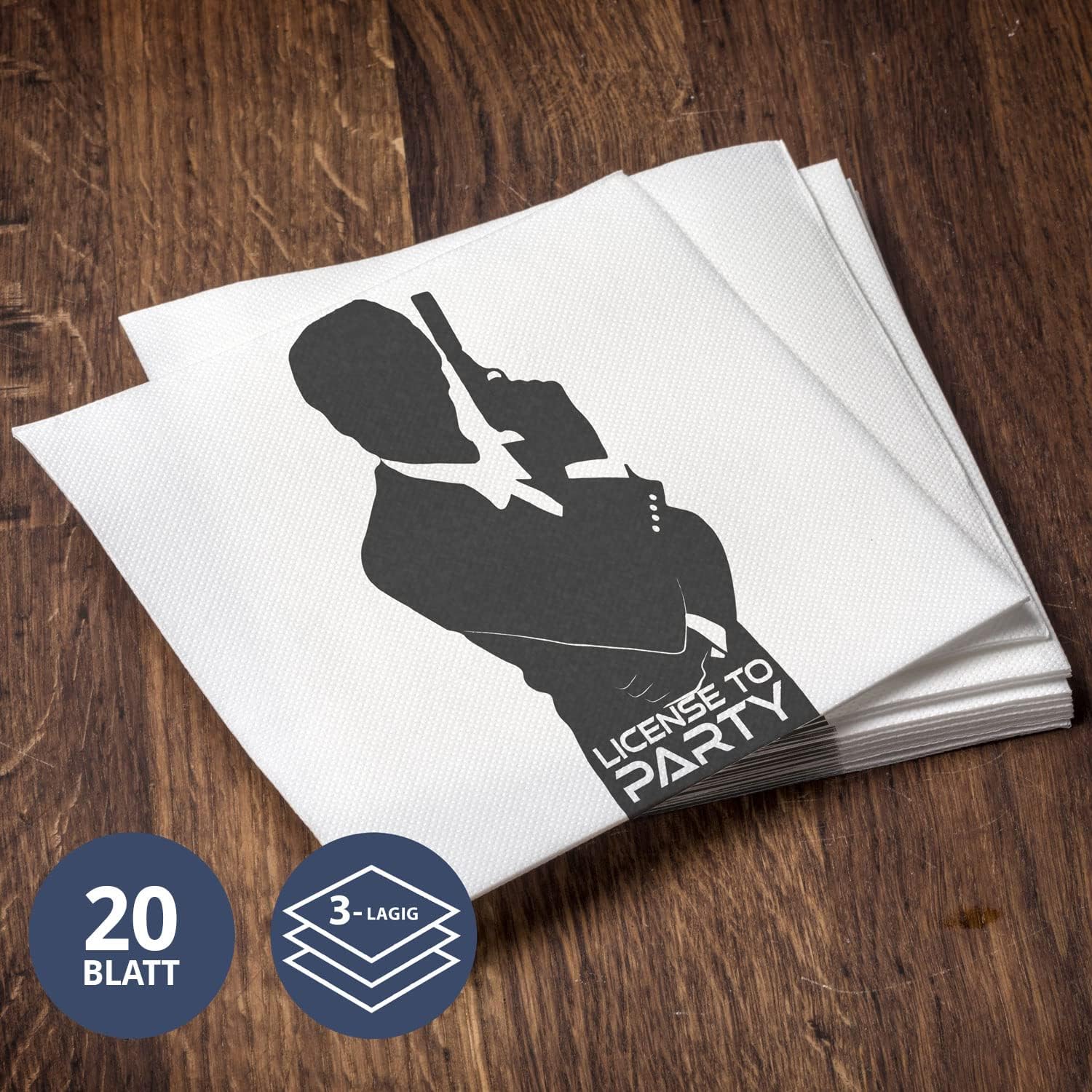 Geheim-Agent Papierservietten – 20 Stück 33x33 cm Party-Servietten