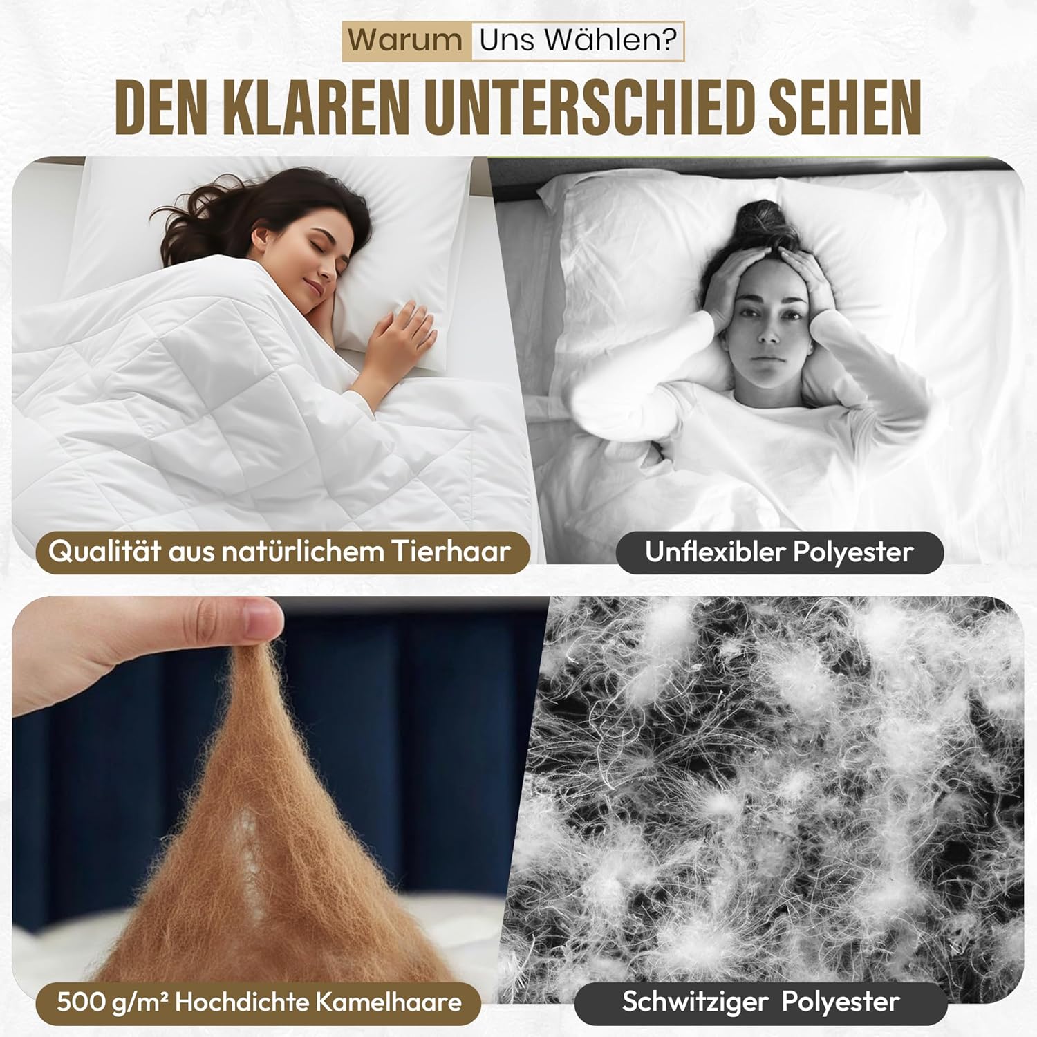 Hochwertige Kamelhaar-Ganzjahresdecke – Temperaturregulierend & weich