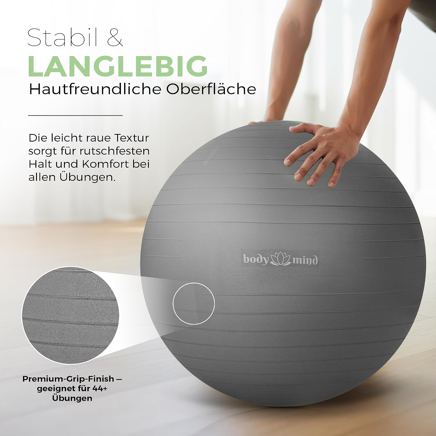 Body & Mind Gymnastikball mit Pumpe - Anti-Burst Pilates & Sitzball