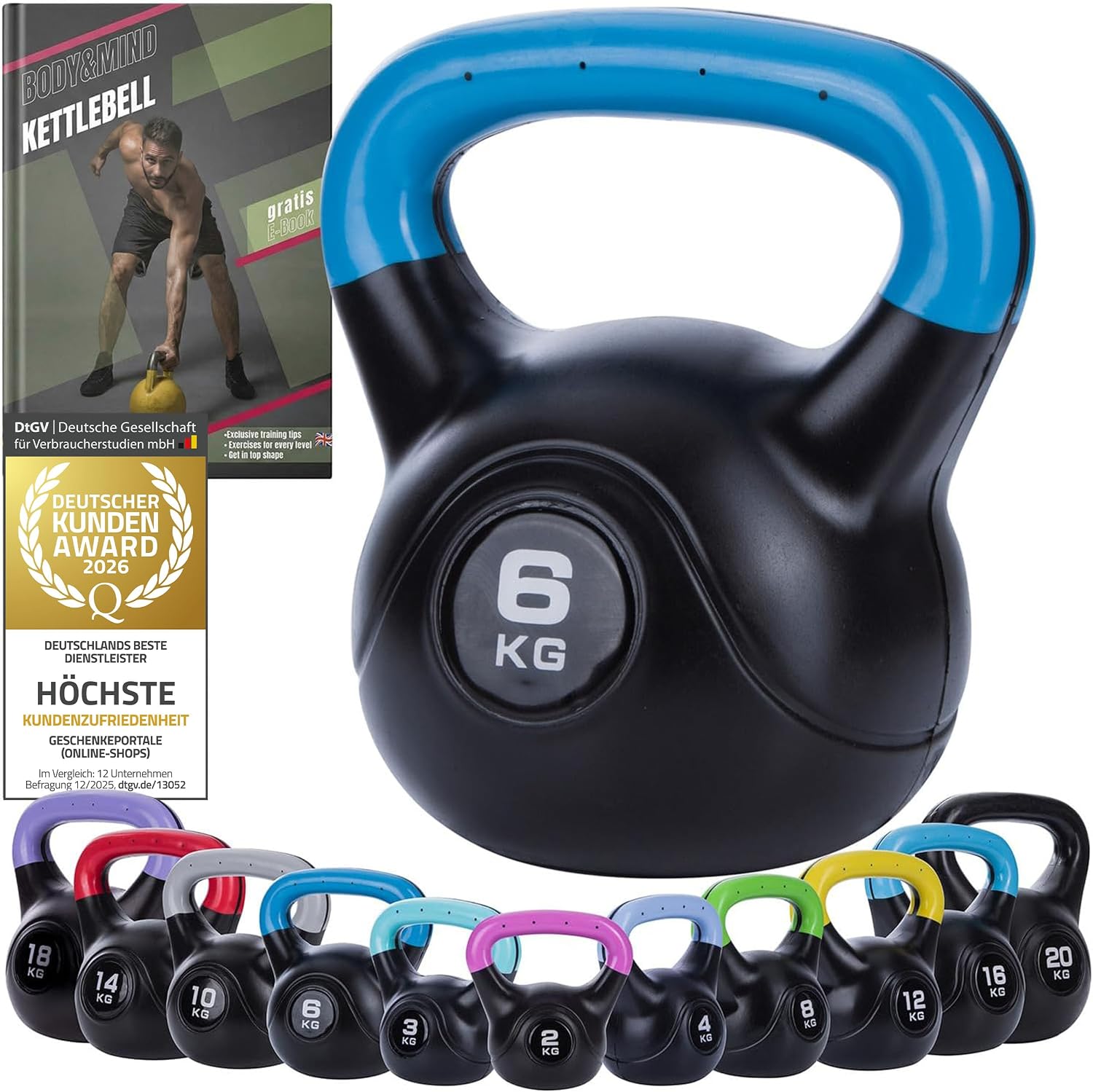 Kettlebell Kugelhantel Deluxe 2-20 kg – Bodenschonendes Krafttraining