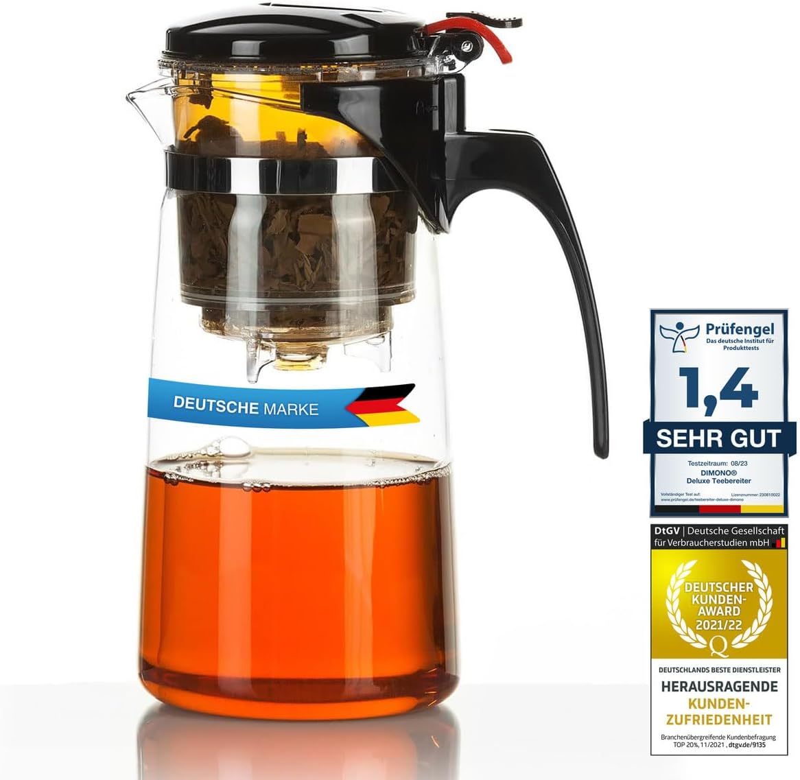Dimono Teamaker mit Knopf - Teezubereiter aus Glas 450 ml