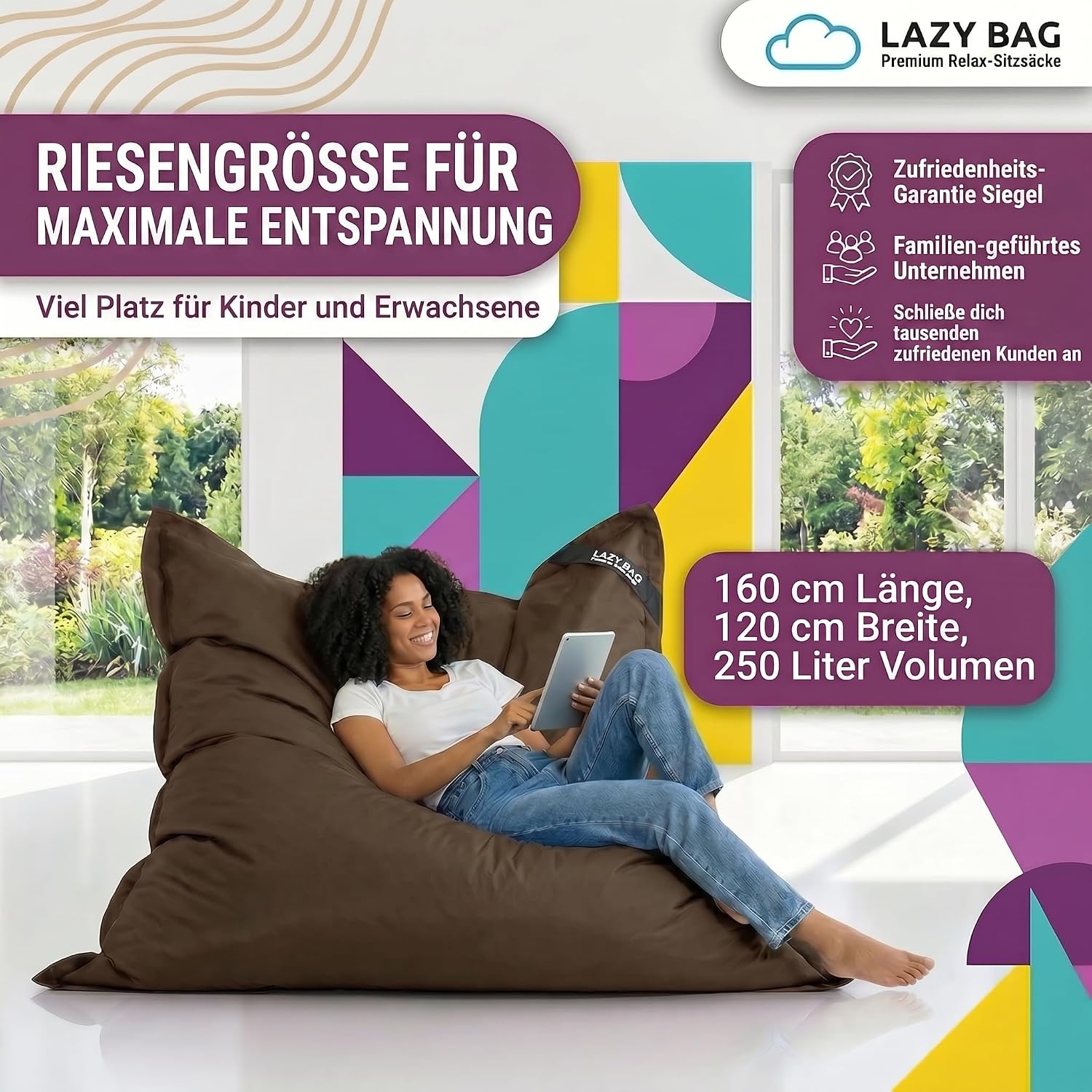 LazyBag Outdoor Sitzsack Junior – Wasserfestes Sitzkissen für Kinder