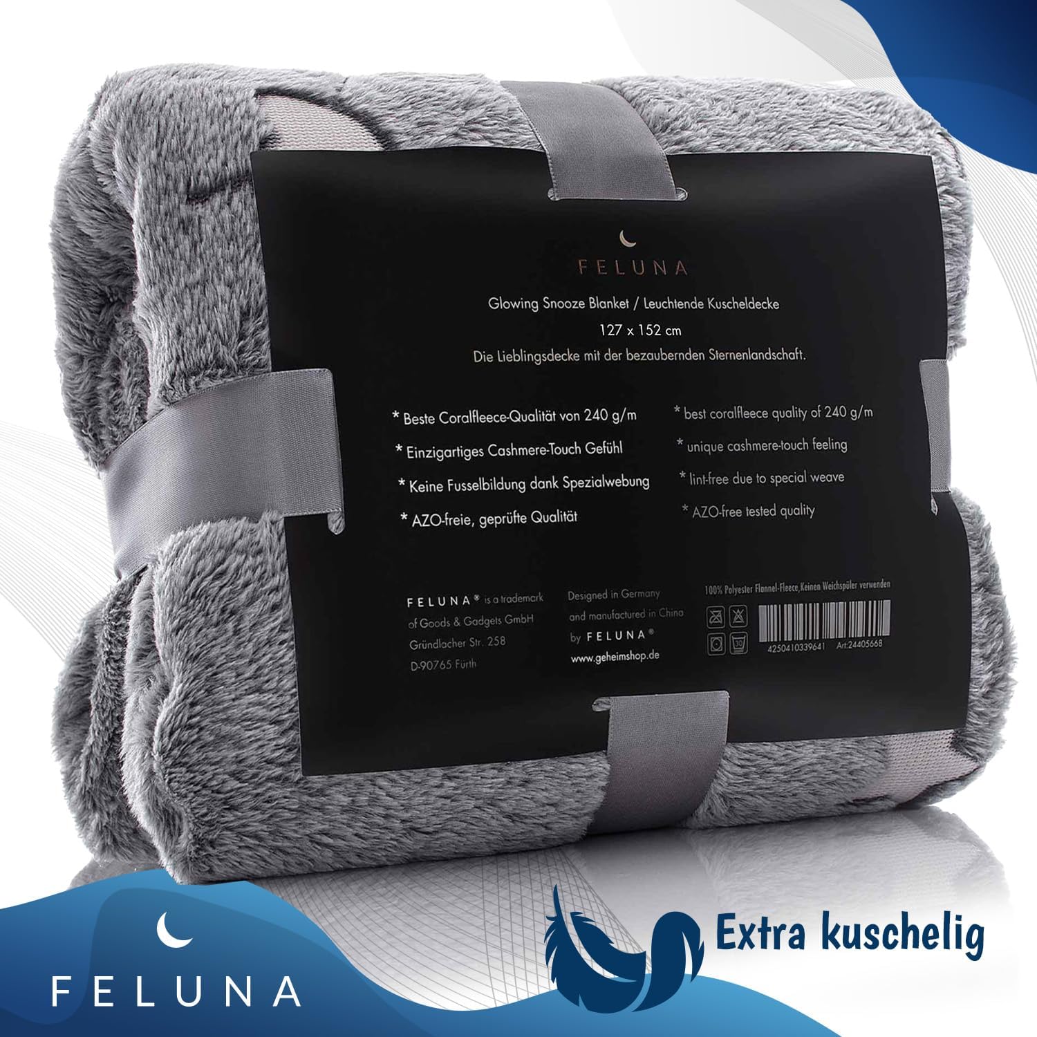 Kuscheldecke Kinder - Leuchtende Sterne Decke - Extra Weich 150x200cm